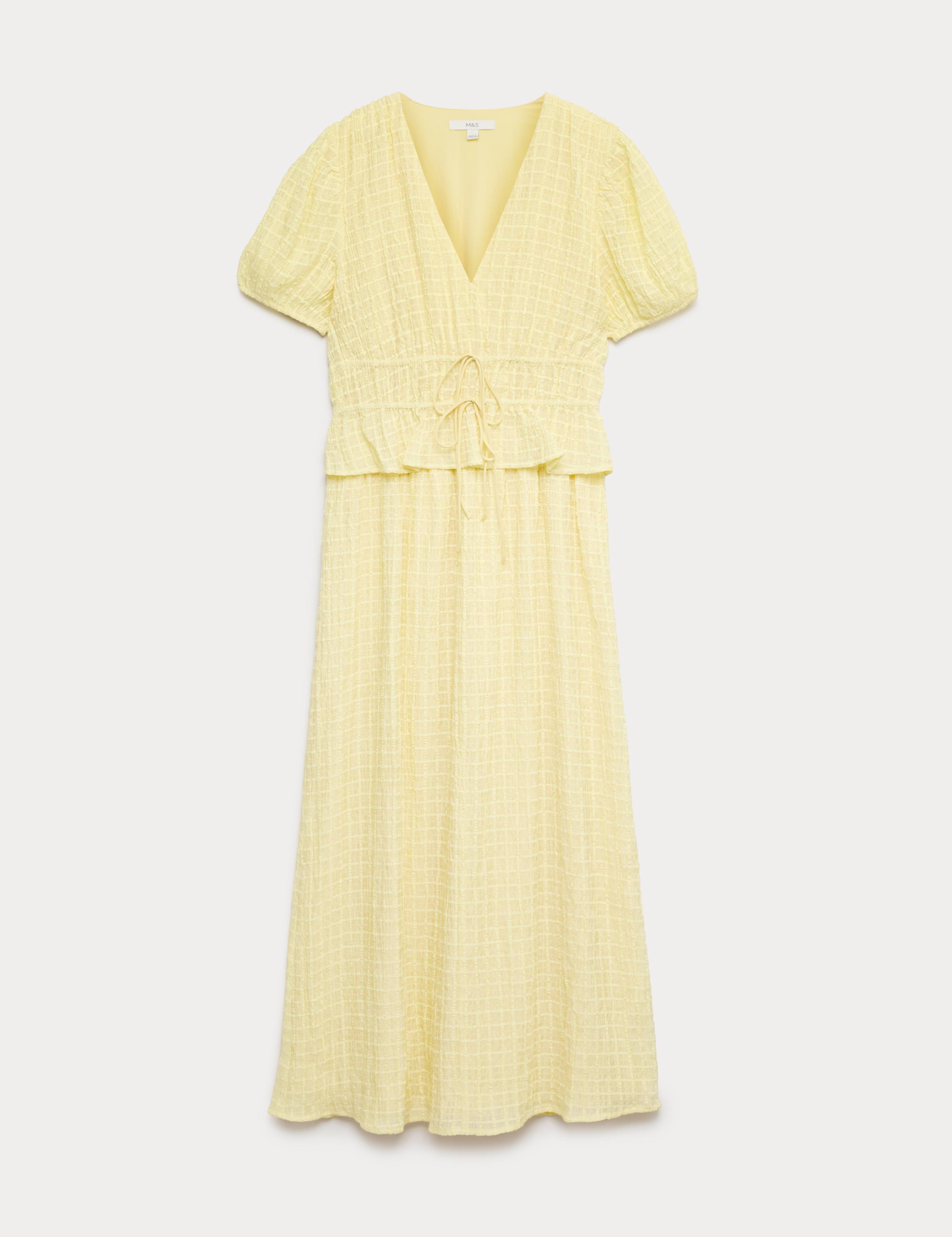 Lyocell Blend V-Neck Midi Waisted Dress 2 of 6