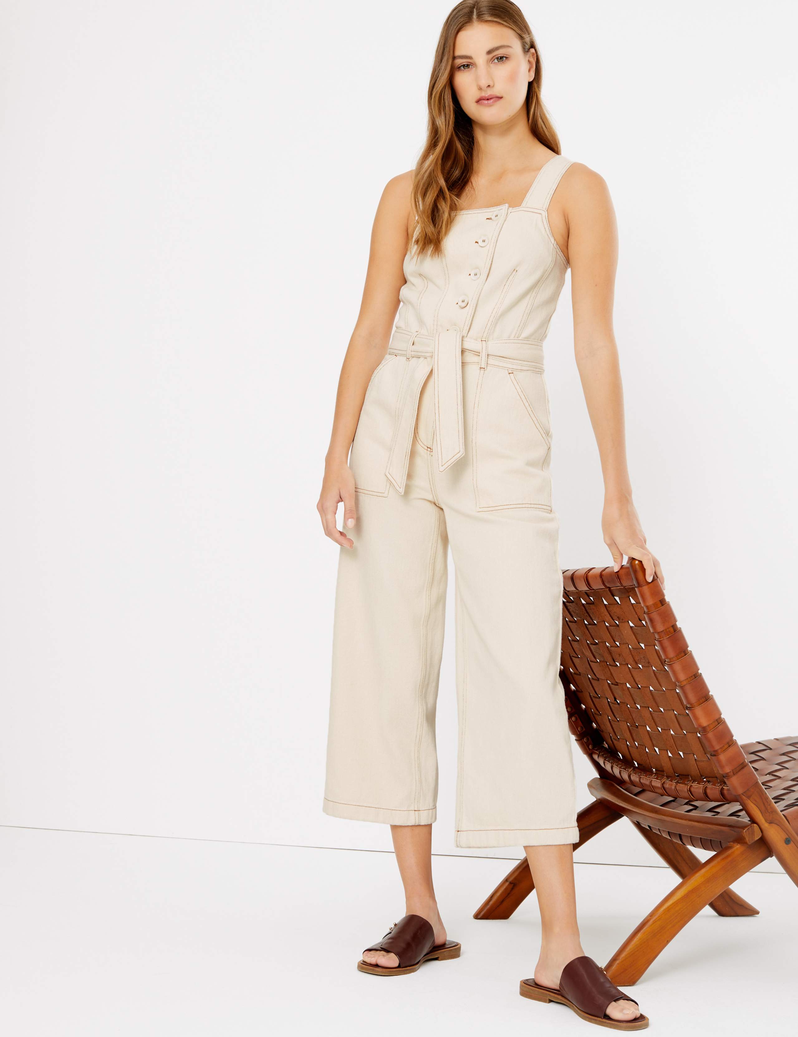 Denim Button Detailed Jumpsuit 1 of 6