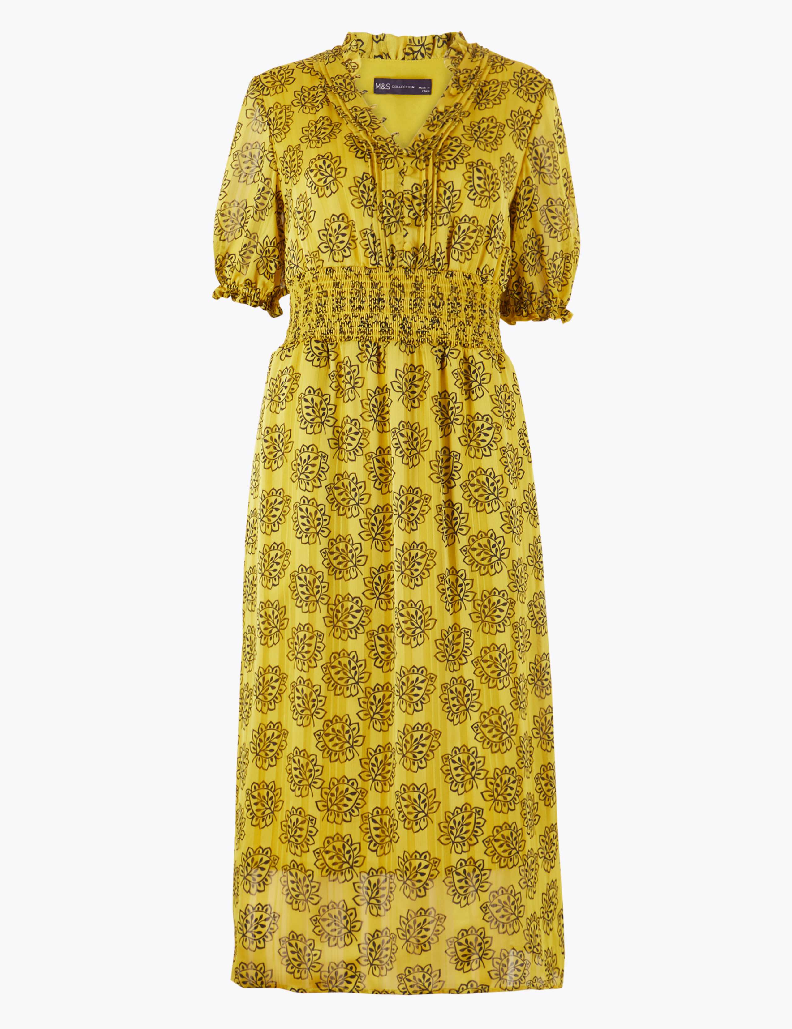 Leaf Print Shirred Waisted Dress 2 of 4