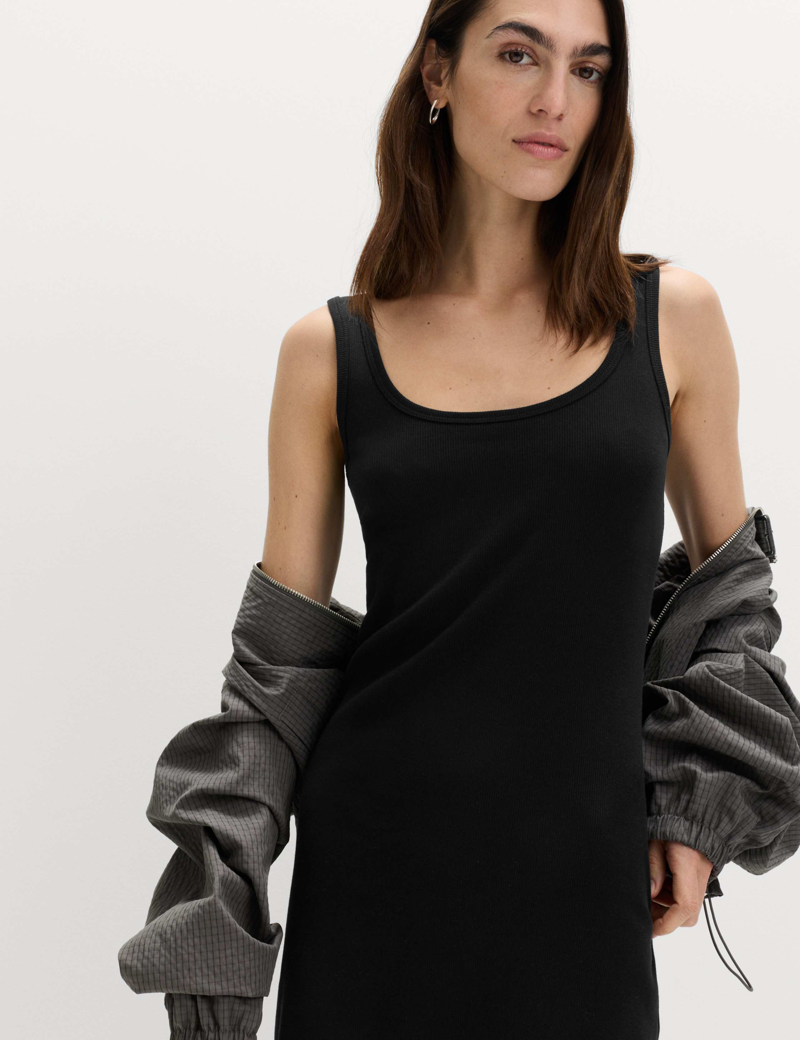 Cotton Rich Ribbed Midi Column Dress 3 of 5