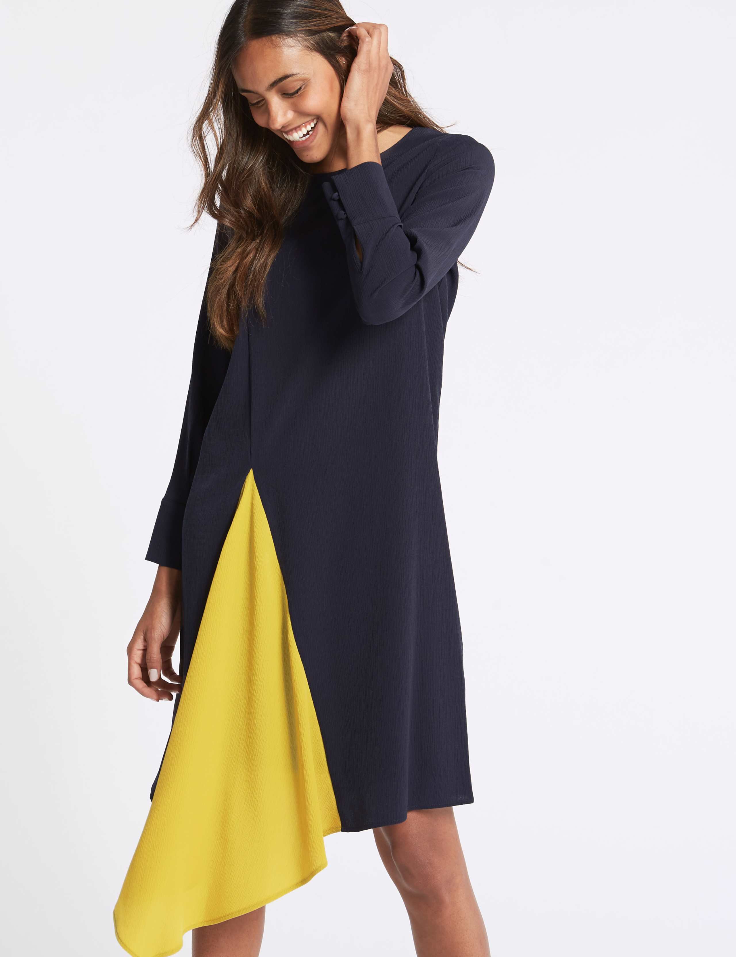 Asymmetric Contrast Pleat Tunic Midi Dress 4 of 5