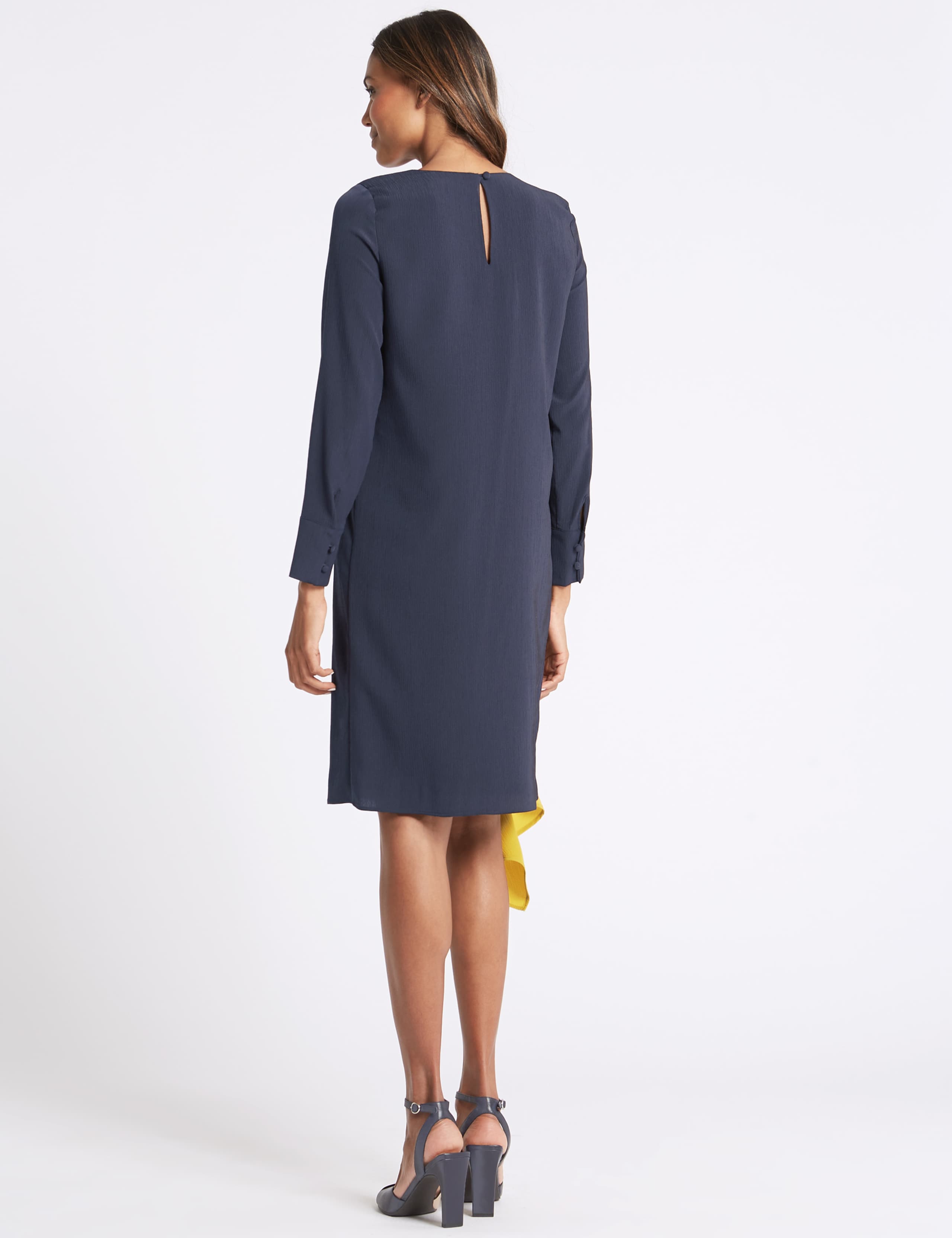 Asymmetric Contrast Pleat Tunic Midi Dress 5 of 5