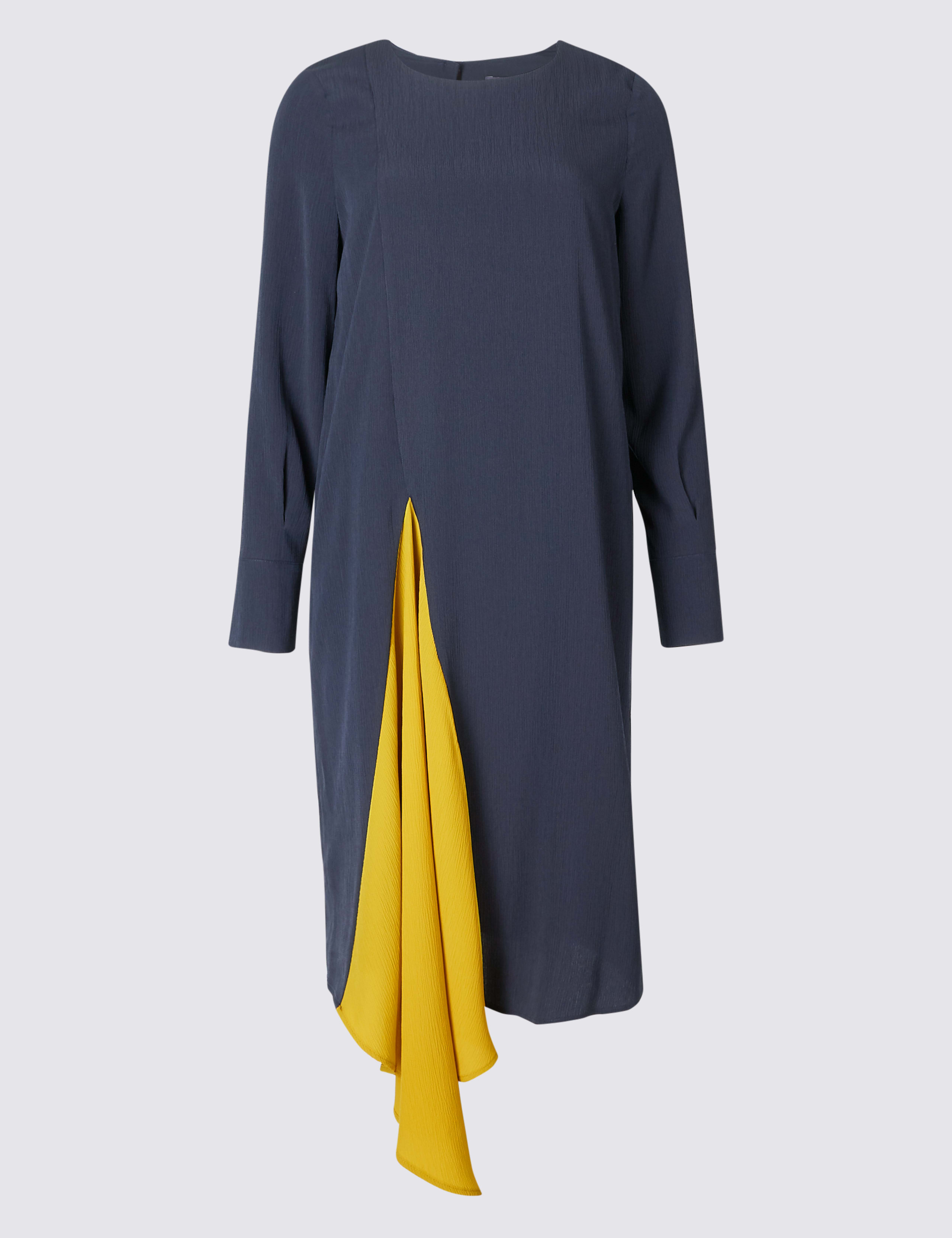 Asymmetric Contrast Pleat Tunic Midi Dress 2 of 5