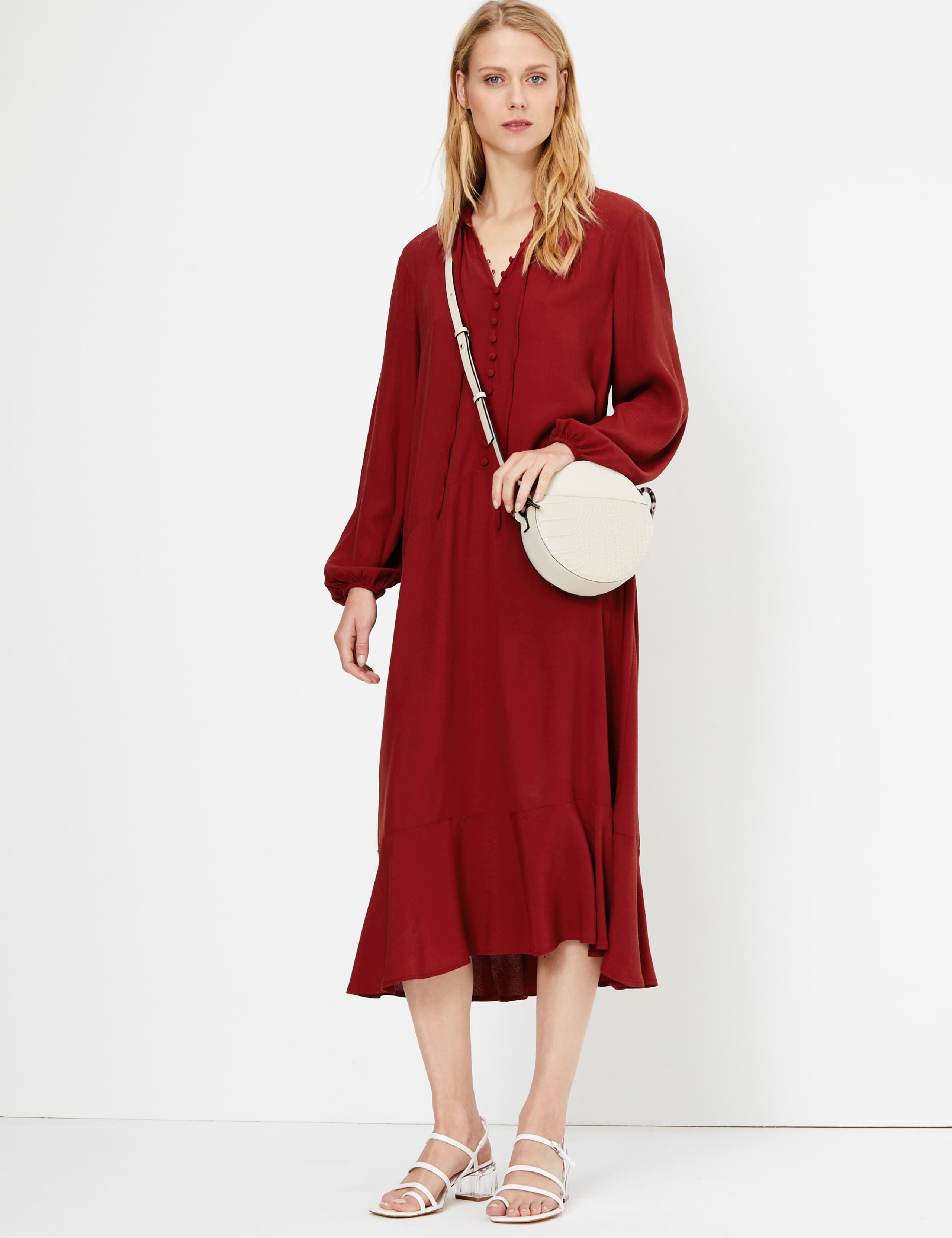 Button Detailed Relaxed Midi Dress 3 of 5