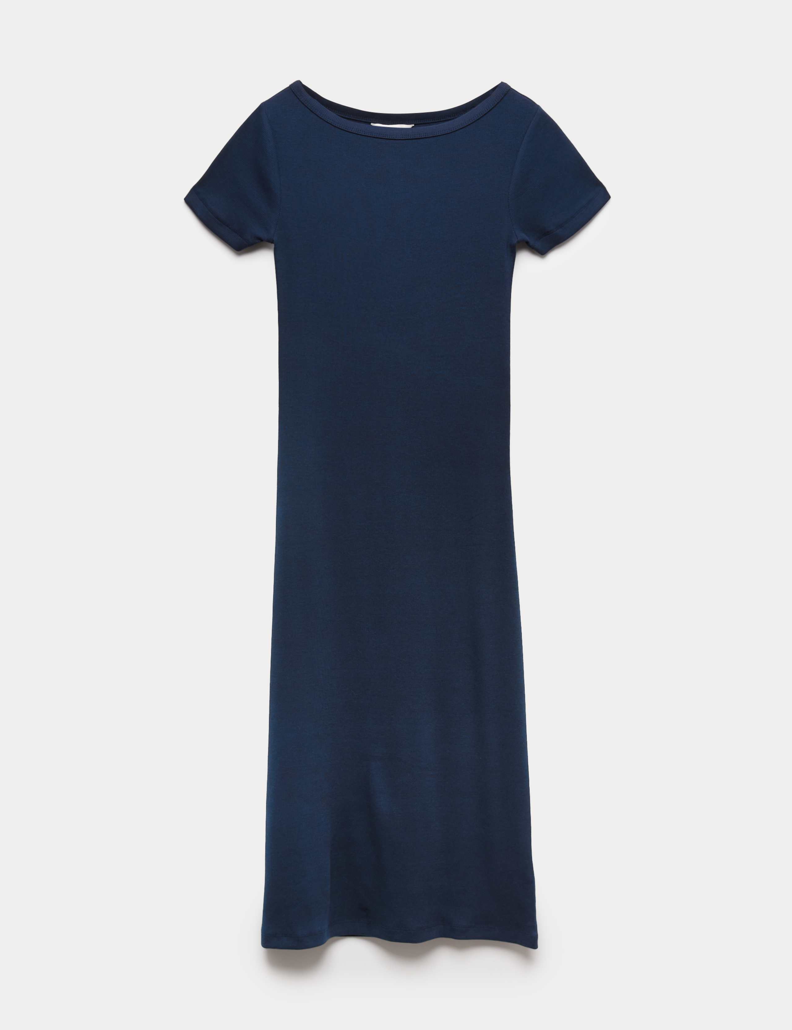 Cotton Rich Ribbed Midi Column Dress 2 of 6