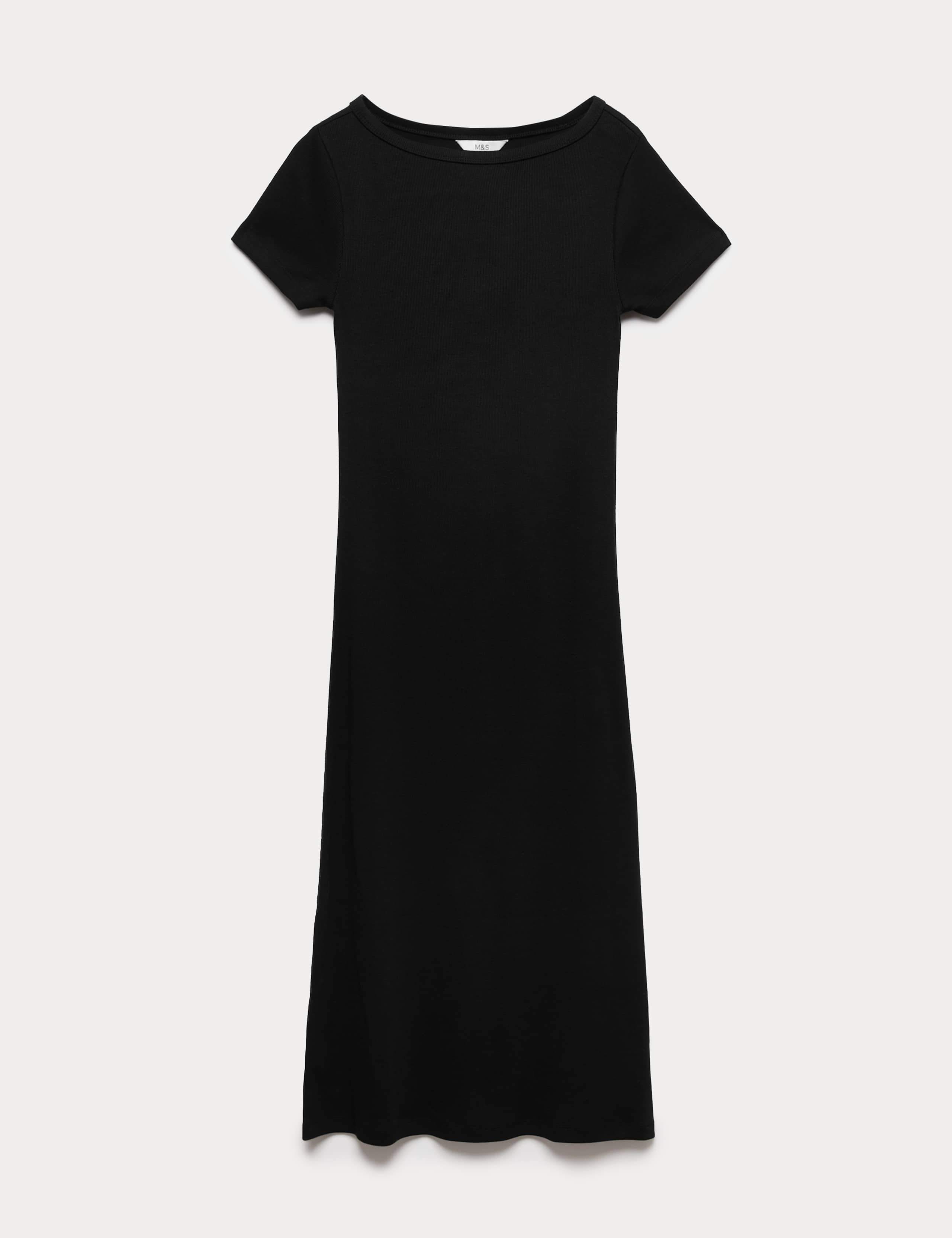 Cotton Rich Ribbed Midi Column Dress 2 of 5
