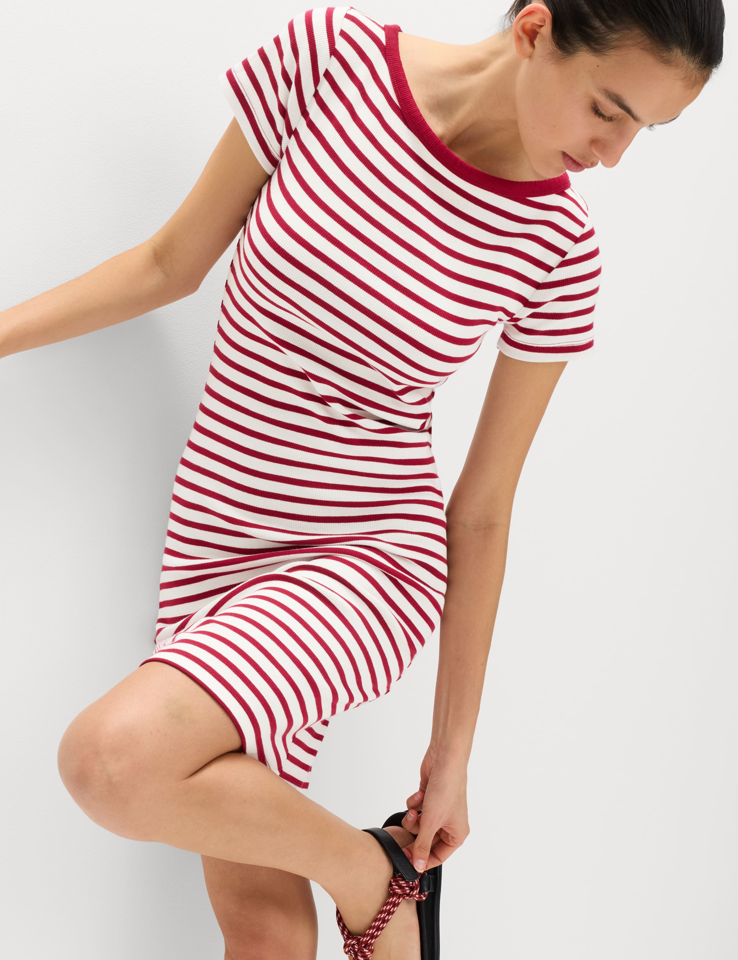 Cotton Rich Striped Mini Column Dress 1 of 6
