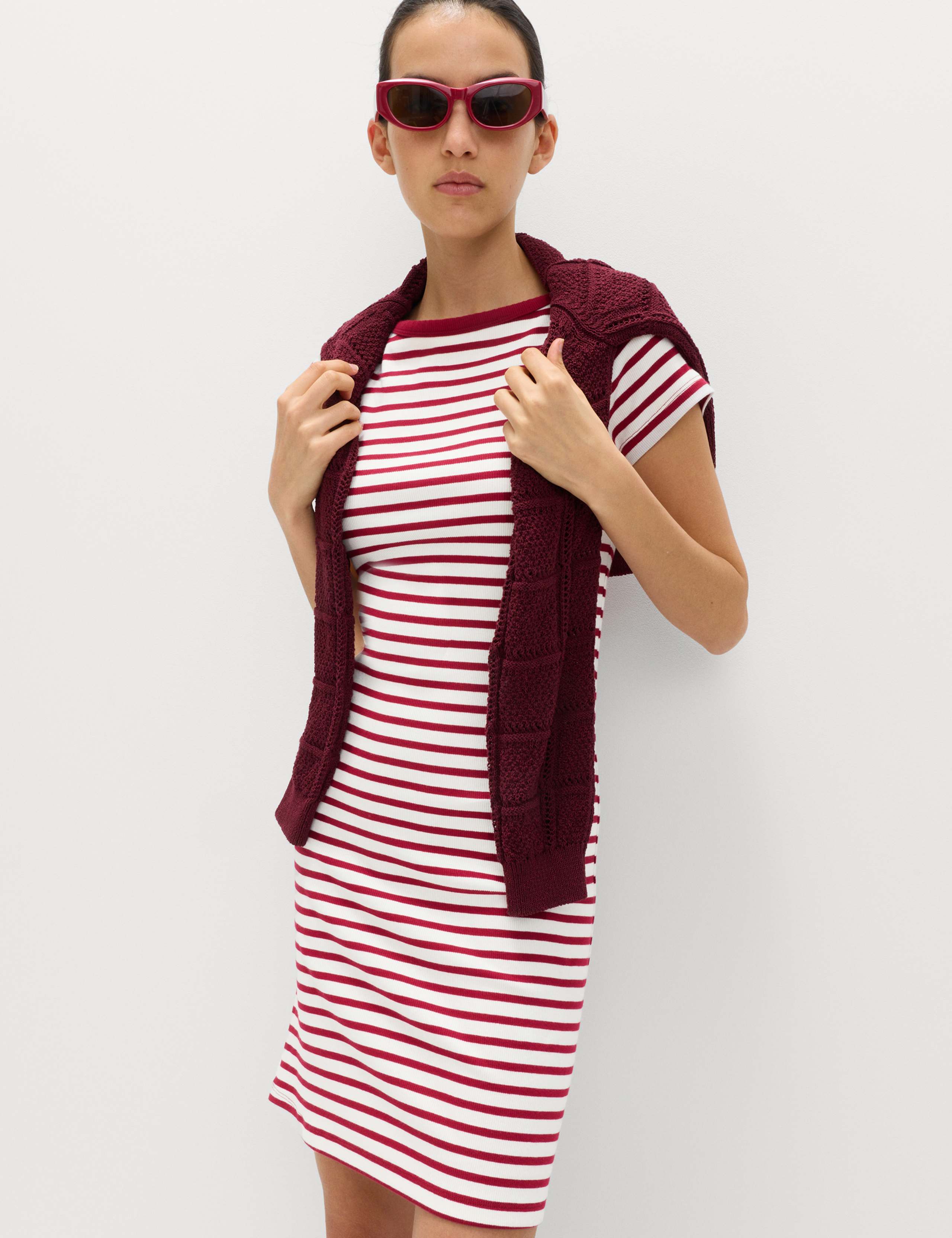 Cotton Rich Striped Mini Column Dress 6 of 6