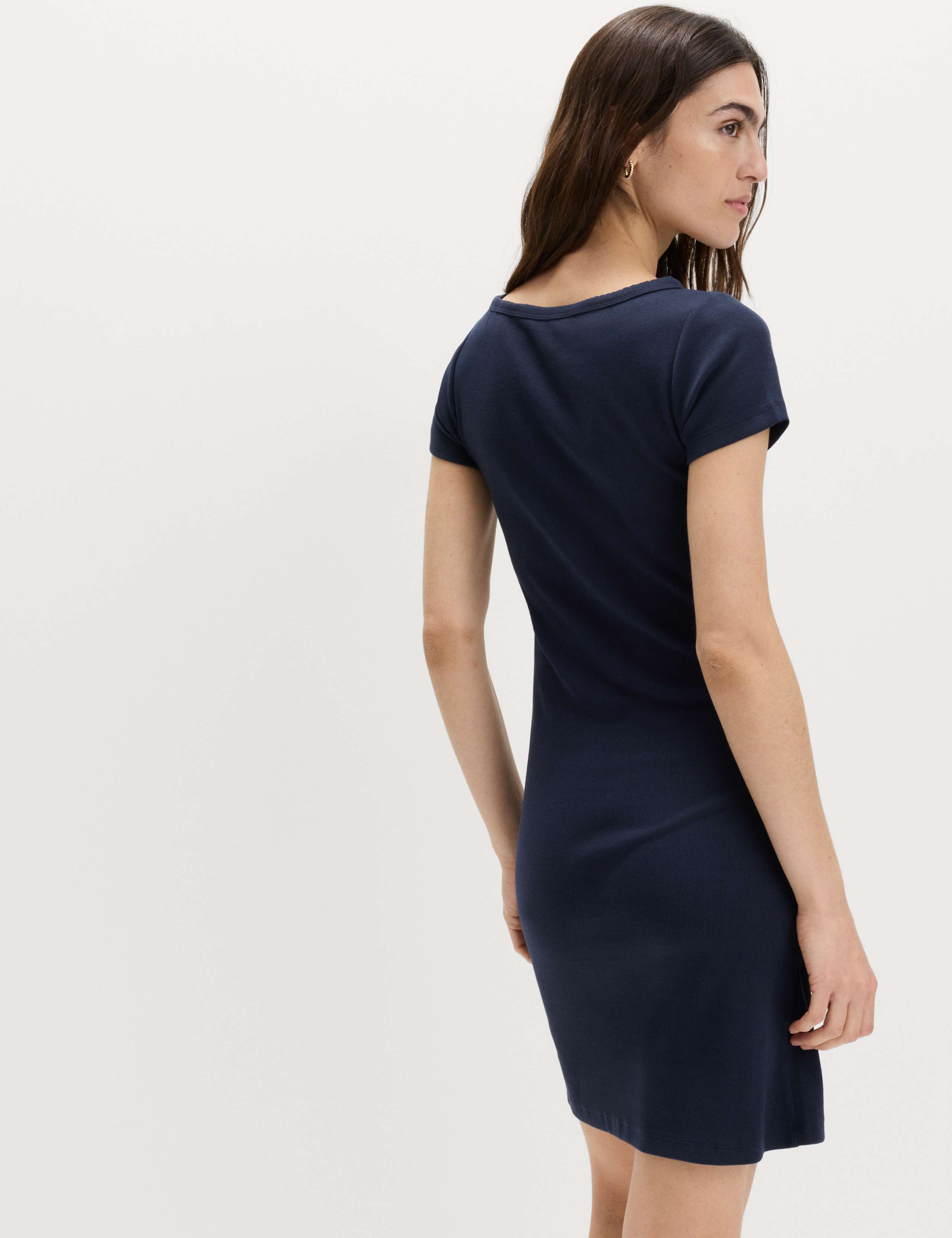 Cotton Rich Slash Neck Mini Column Dress 4 of 5