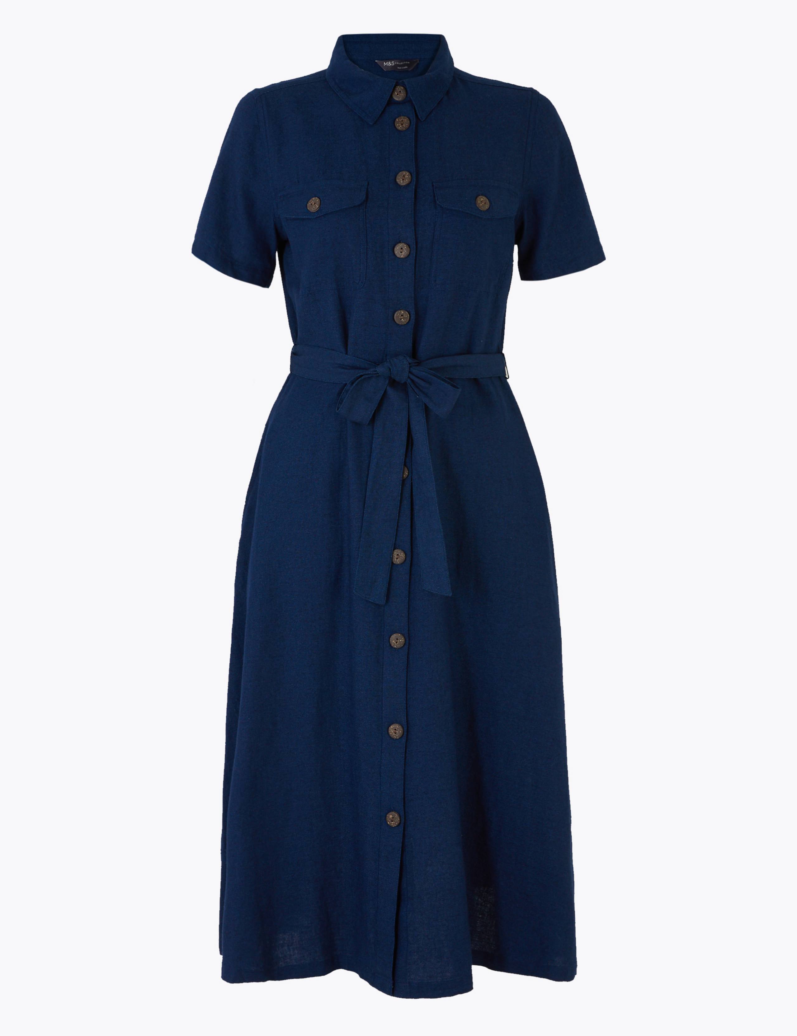 Cotton Belted Midi Shirt Dress 2 of 4