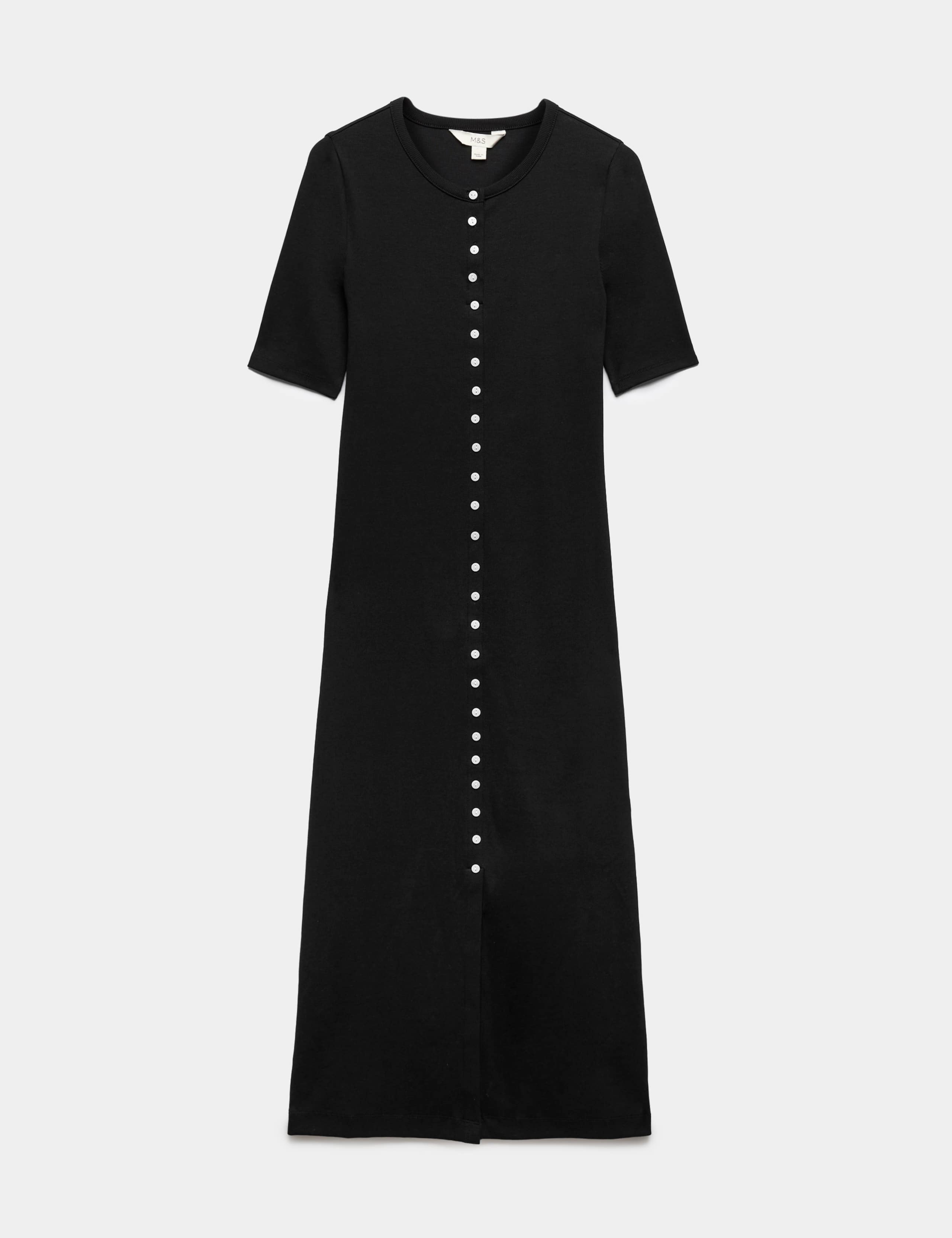 Cotton Rich Ribbed Midi Column Dress 2 of 5
