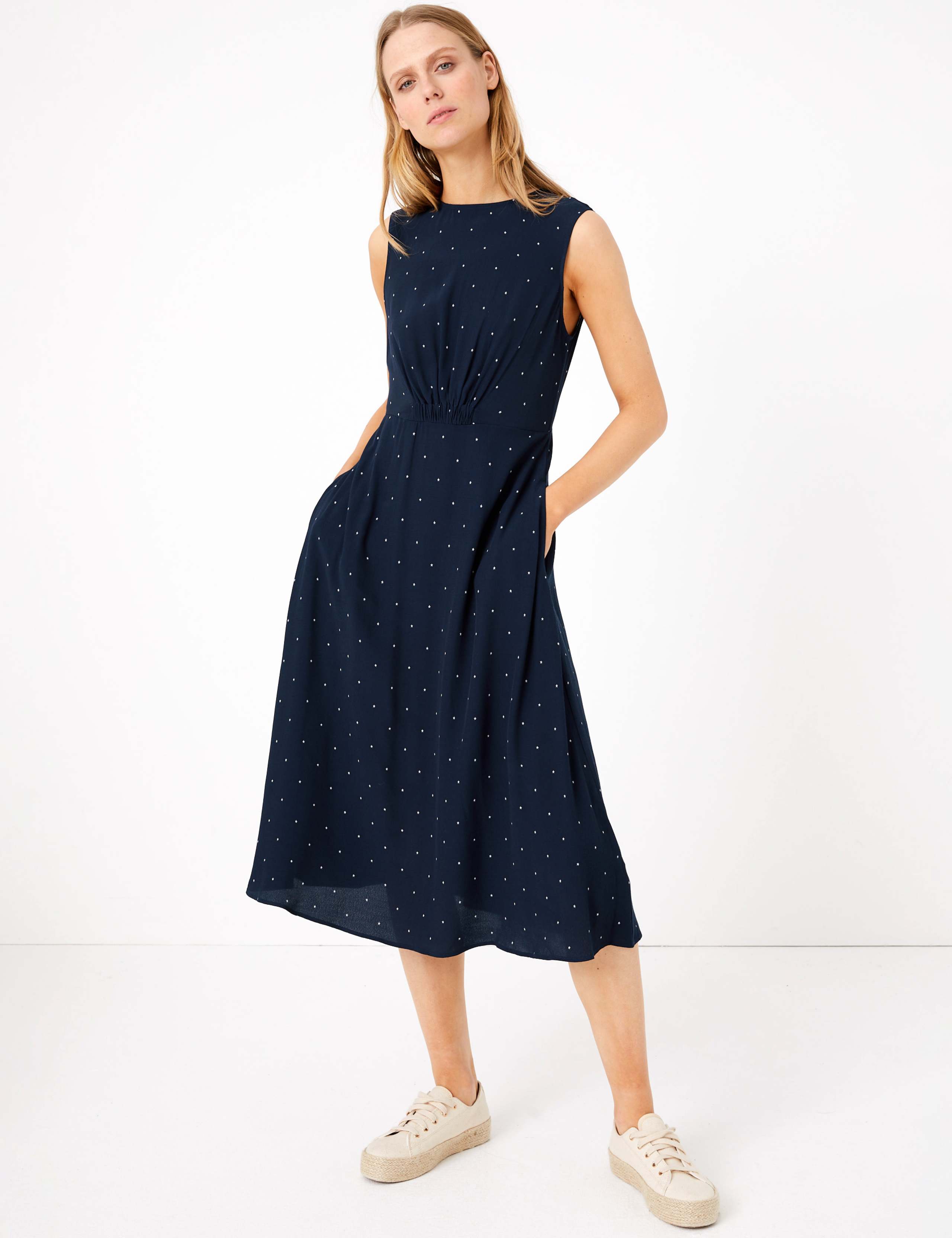 Printed Midi Waisted Dress 3 of 6
