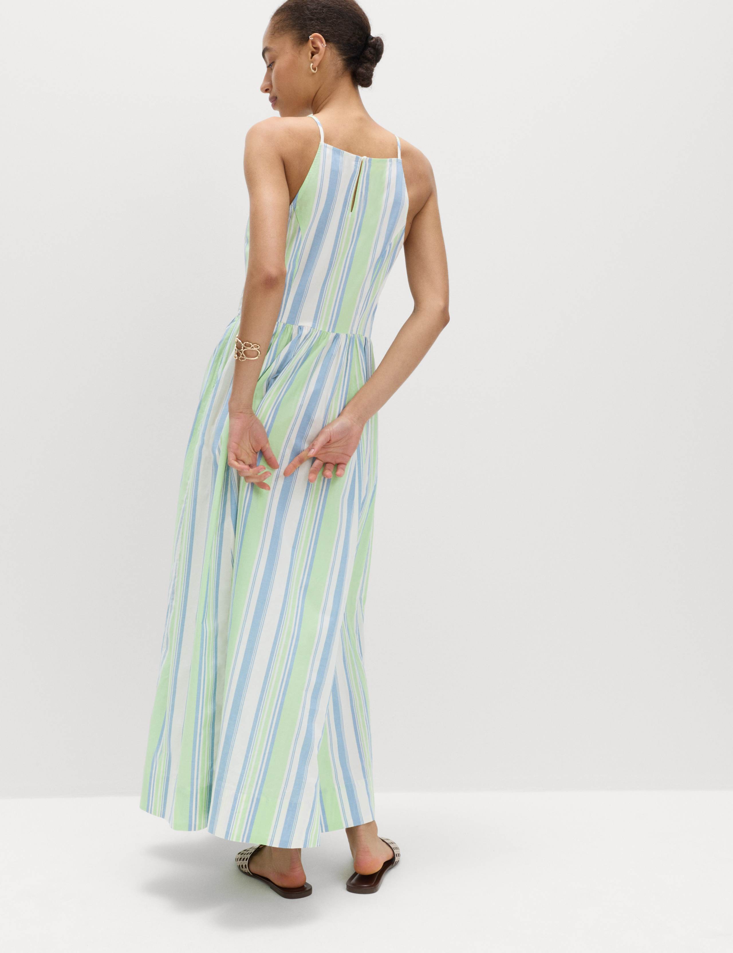 Pure Cotton Striped Midaxi Waisted Dress 4 of 6