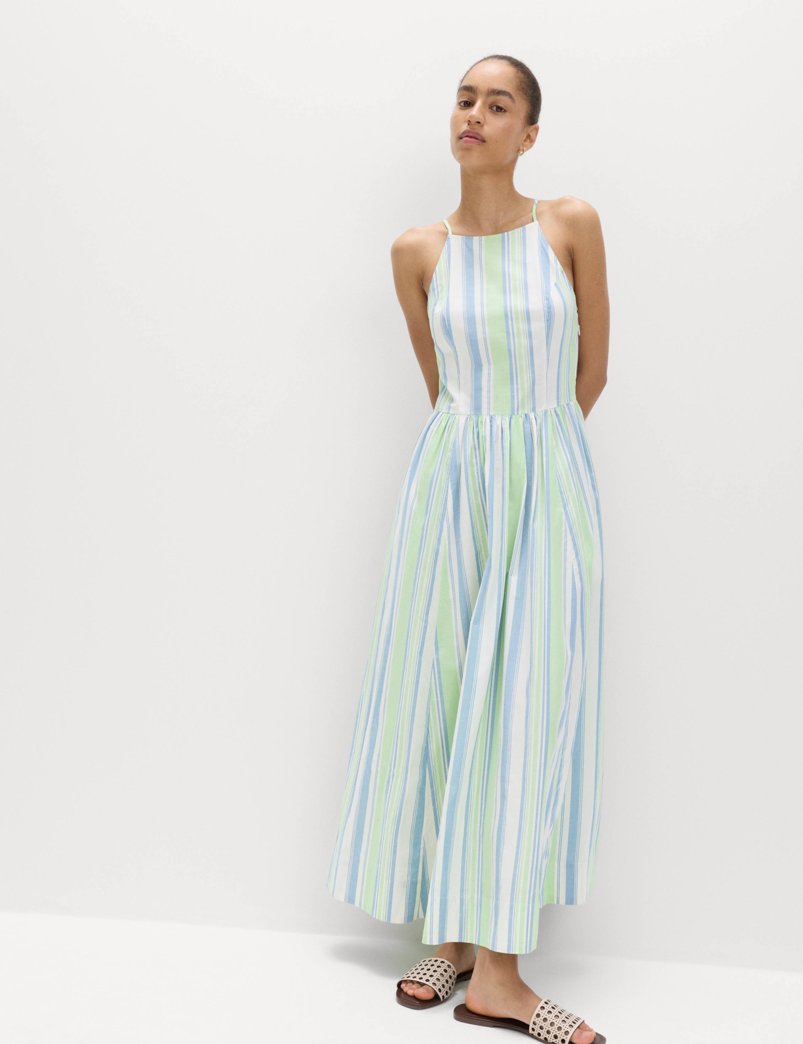 Pure Cotton Striped Midaxi Waisted Dress 5 of 6