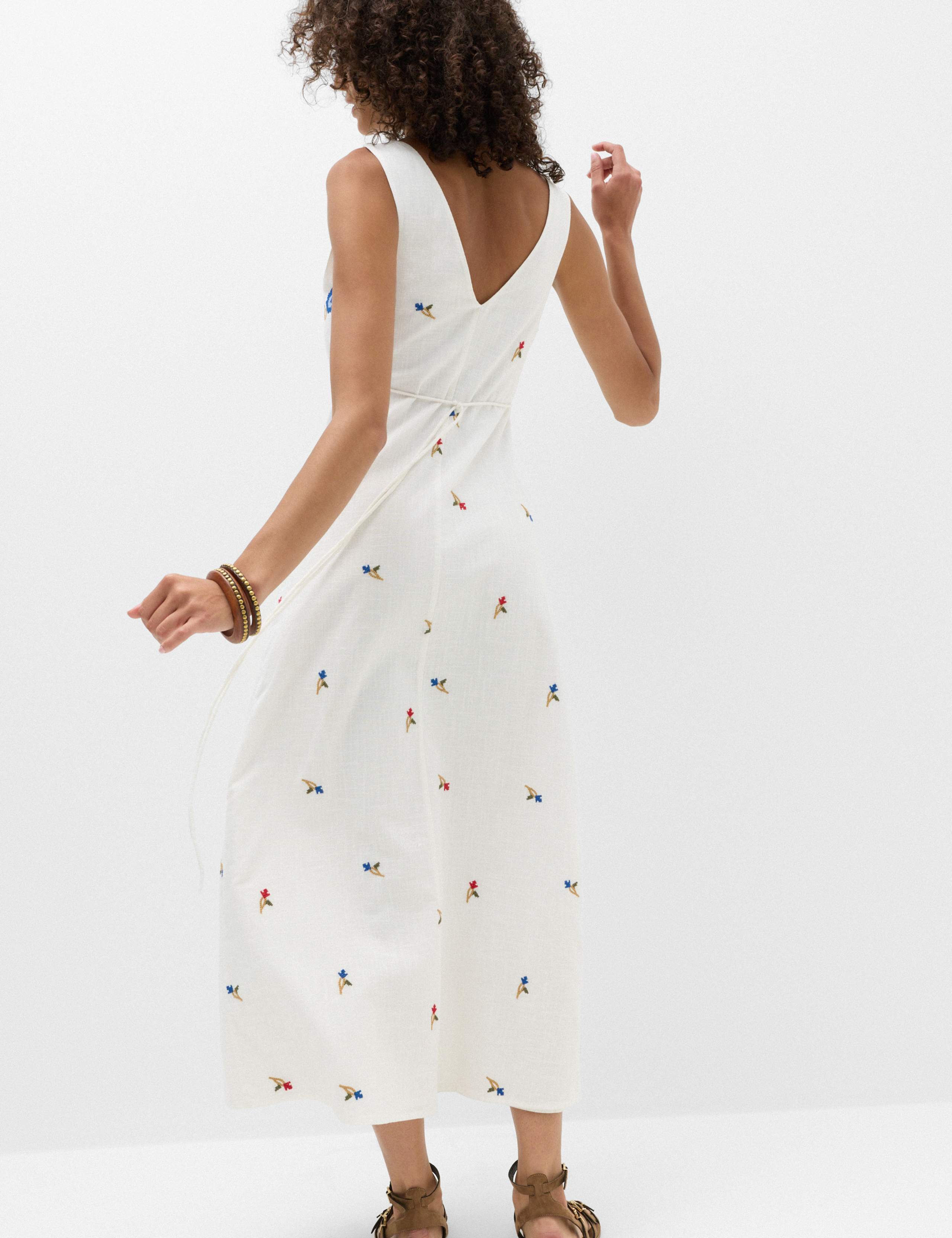 Pure Cotton Embroidered Midi Cami Dress 4 of 6