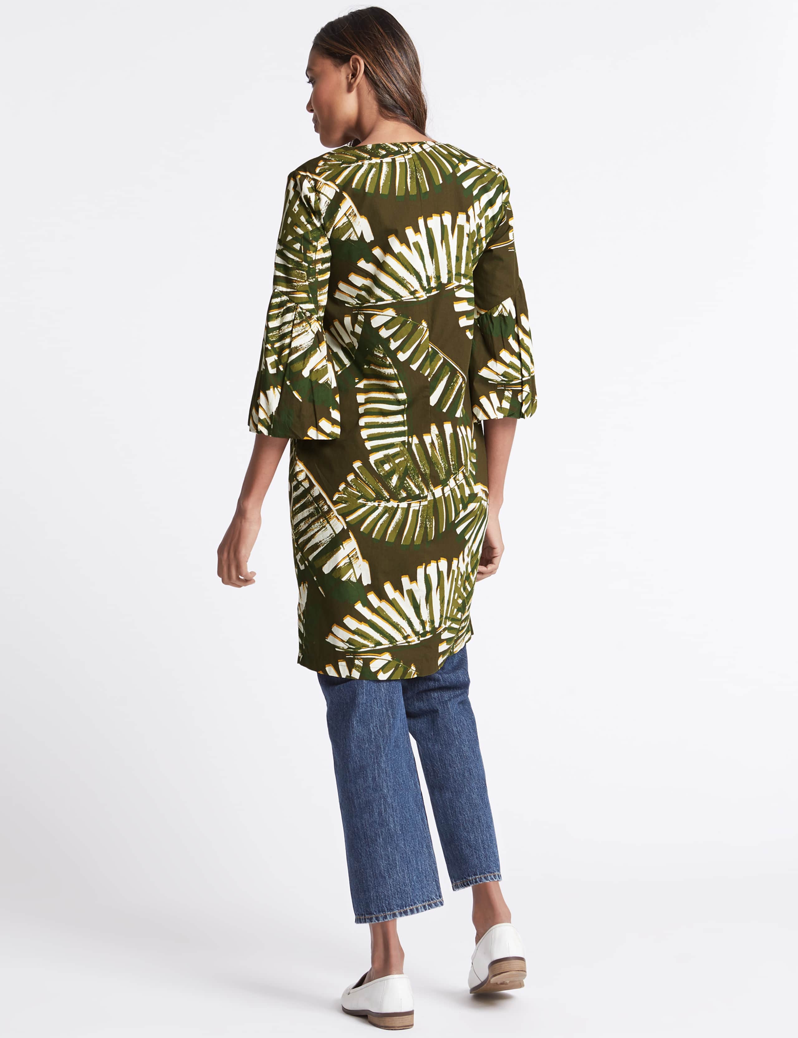 Pure Cotton Printed 3/4 Sleeve Tunic Dress 6 of 7