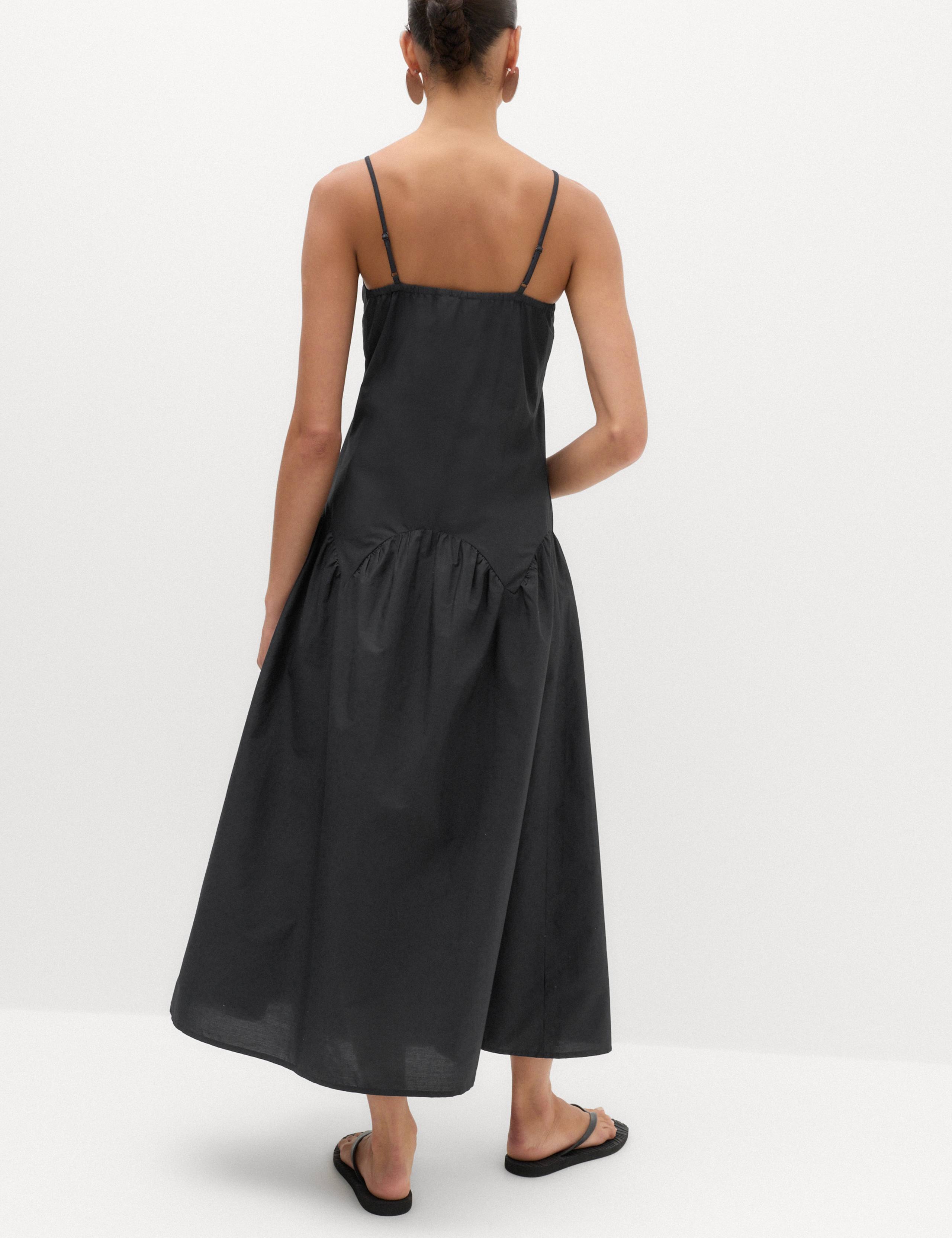 Pure Cotton Square Neck Midi Drop Waist Dress 6 of 6