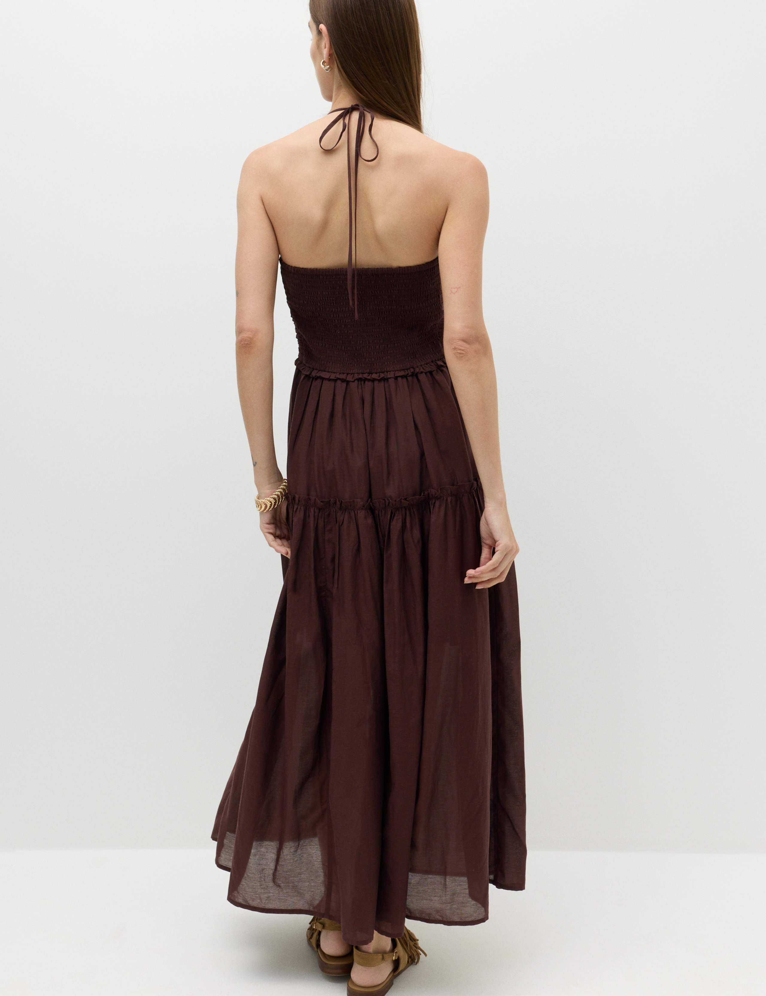 Cotton Rich Ruched Midaxi Waisted Dress 6 of 7