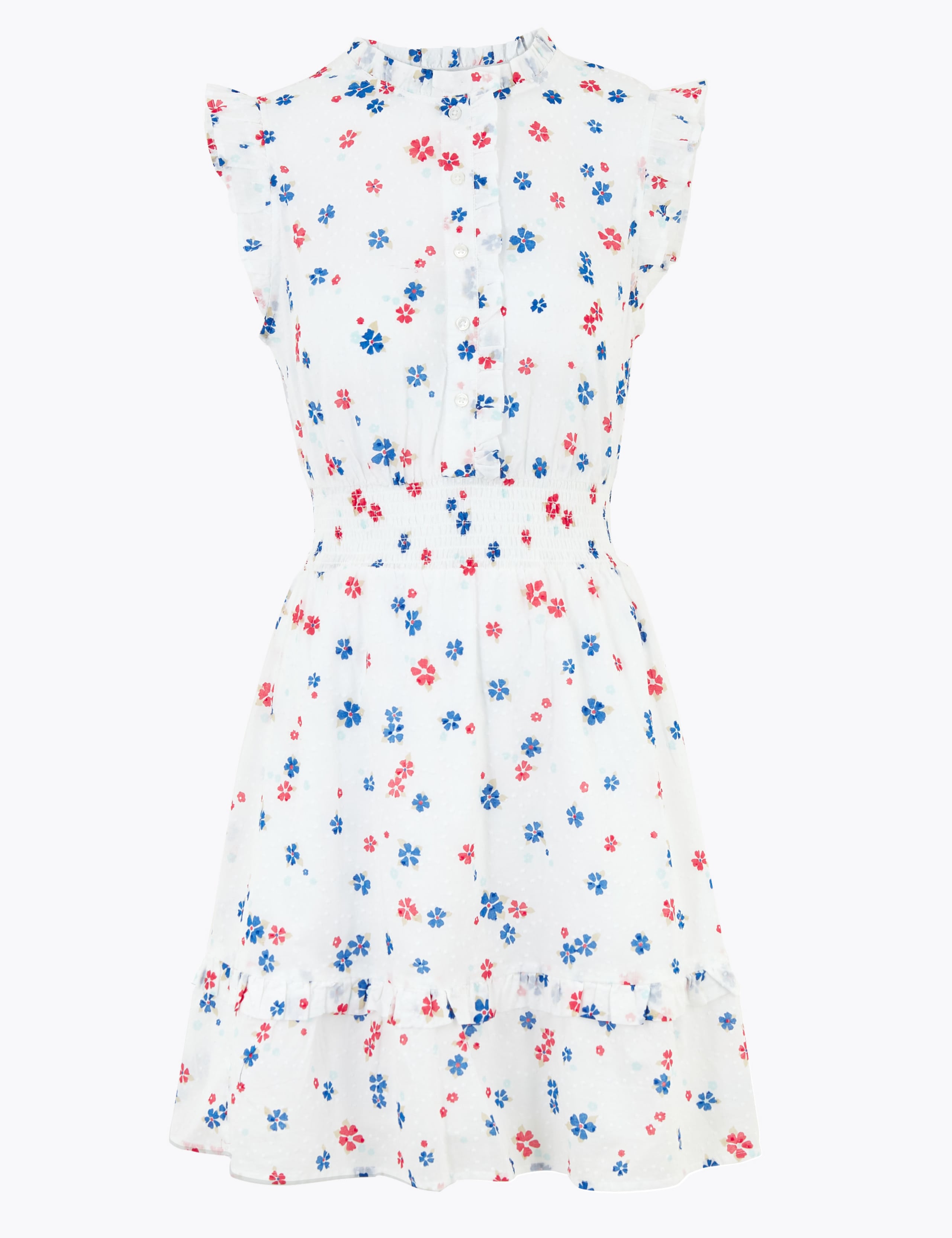 Pure Cotton Frill Detail Mini Waisted Dress 2 of 4