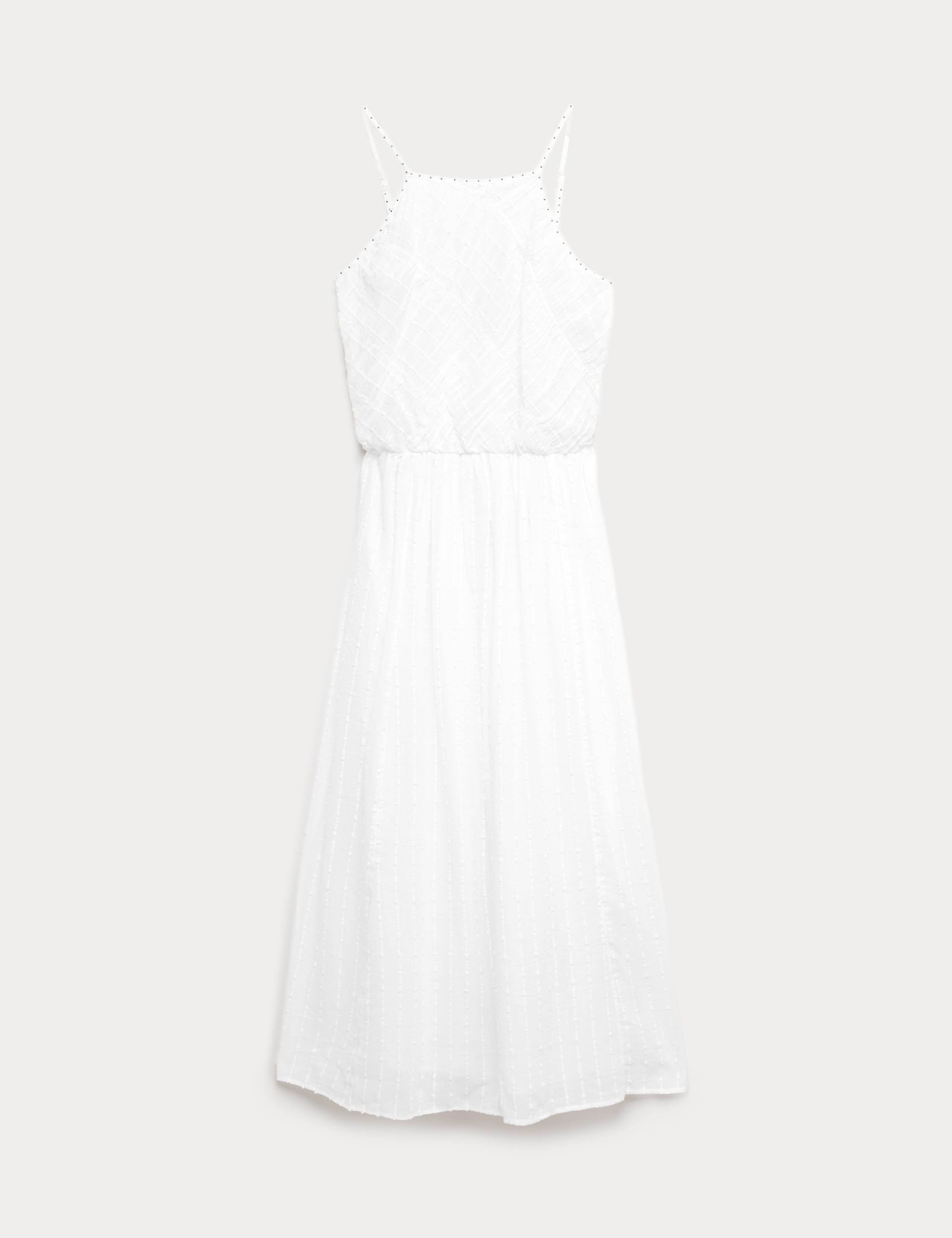Pure Cotton Square Neck Strappy Midaxi Waisted Dress 2 of 5