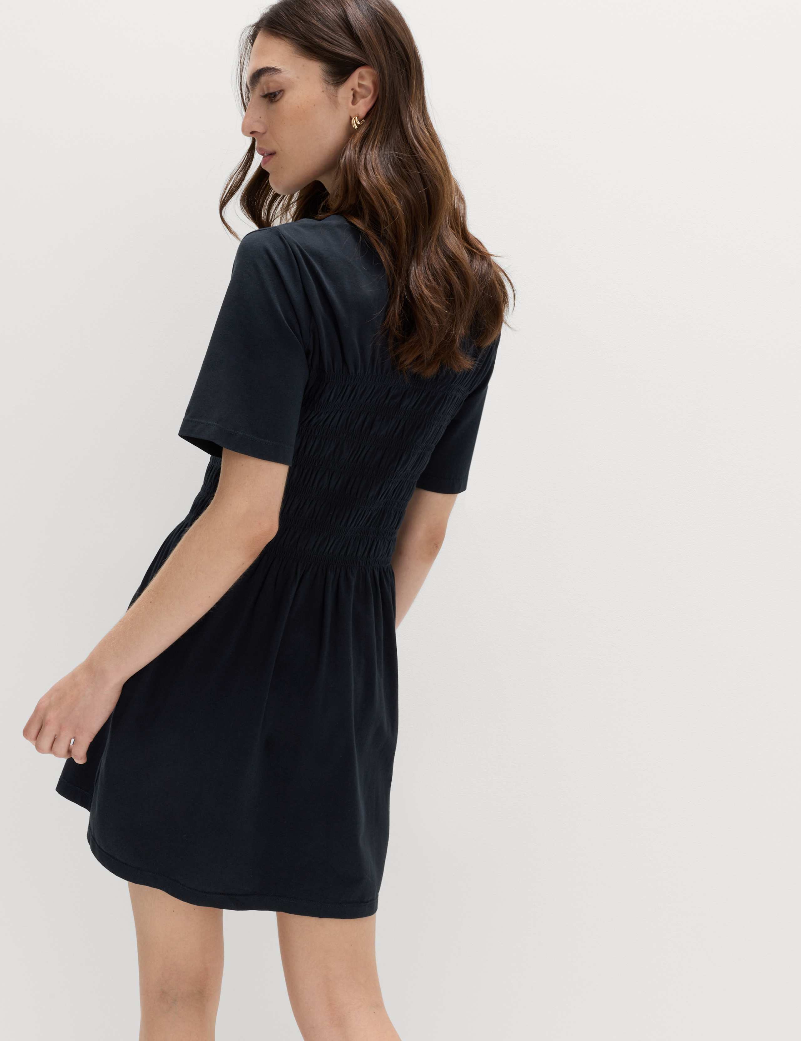 Cotton Rich Shirred Mini T-Shirt Dress 4 of 6