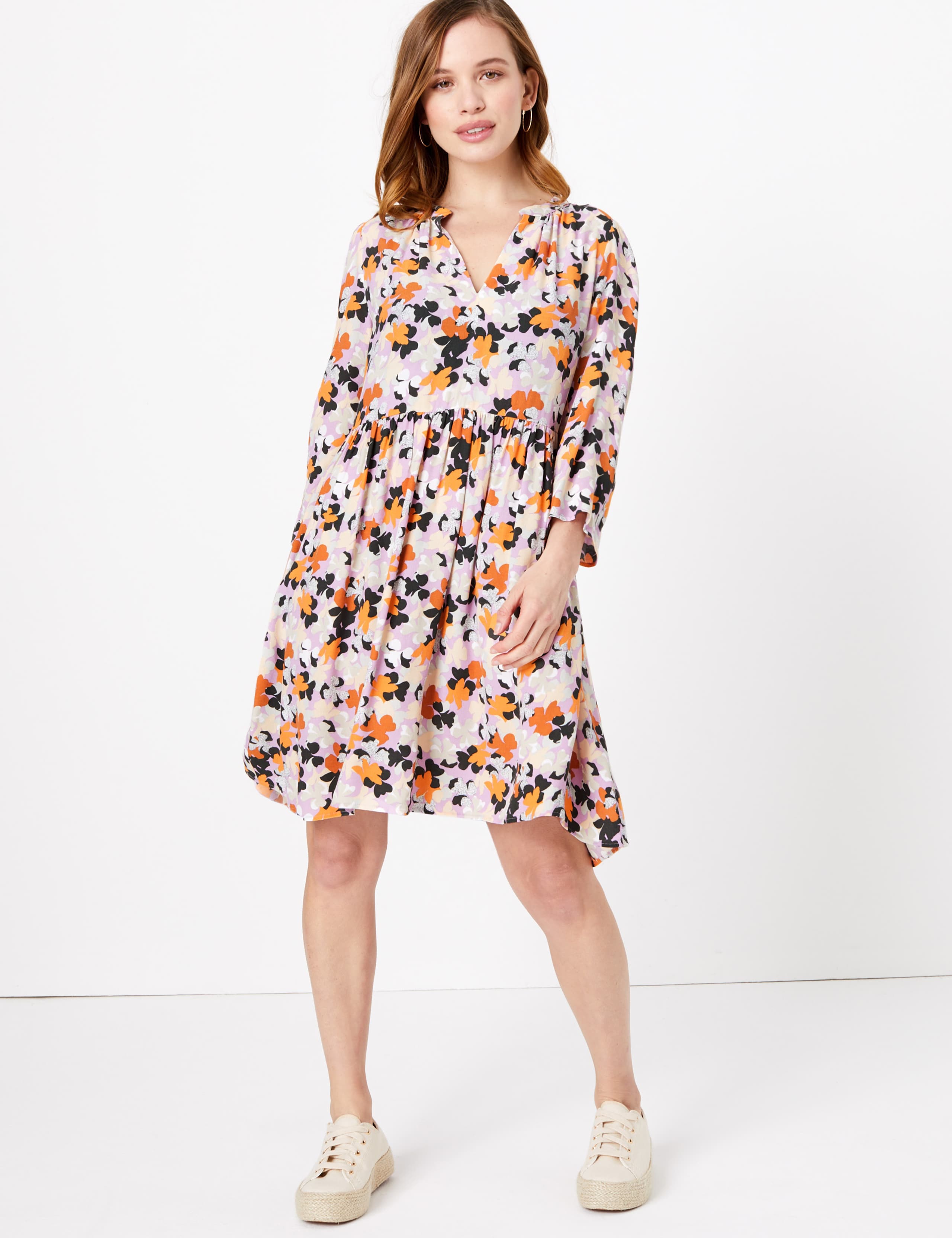 PETITE Floral V-Neck Mini Relaxed Dress 3 of 4