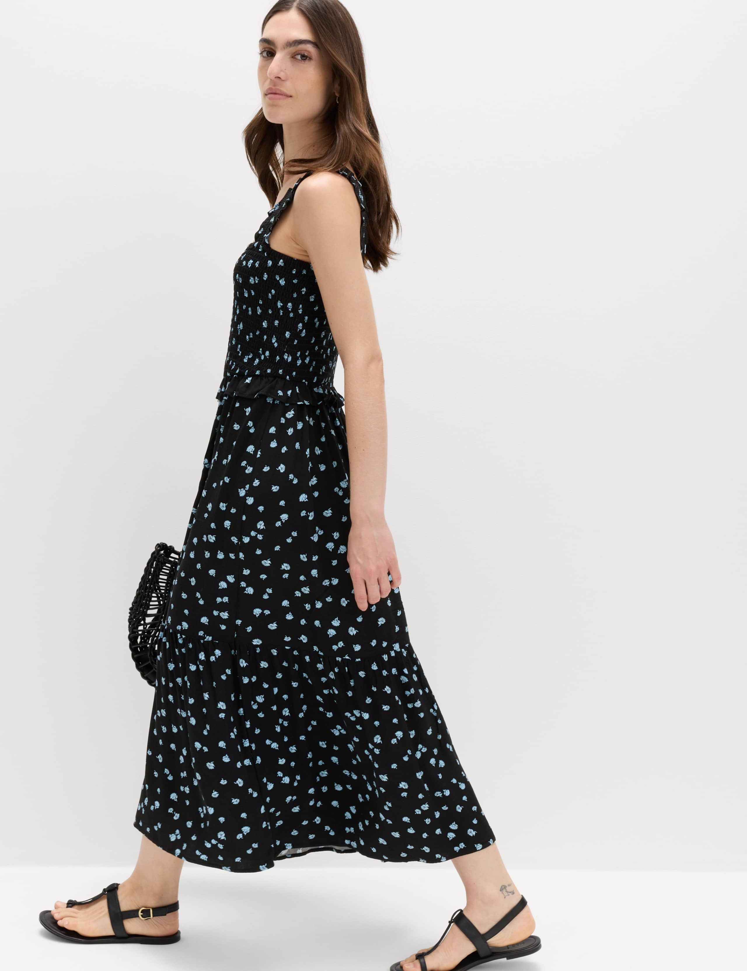 Printed Square Neck Midi Waisted Dress 1 of 6