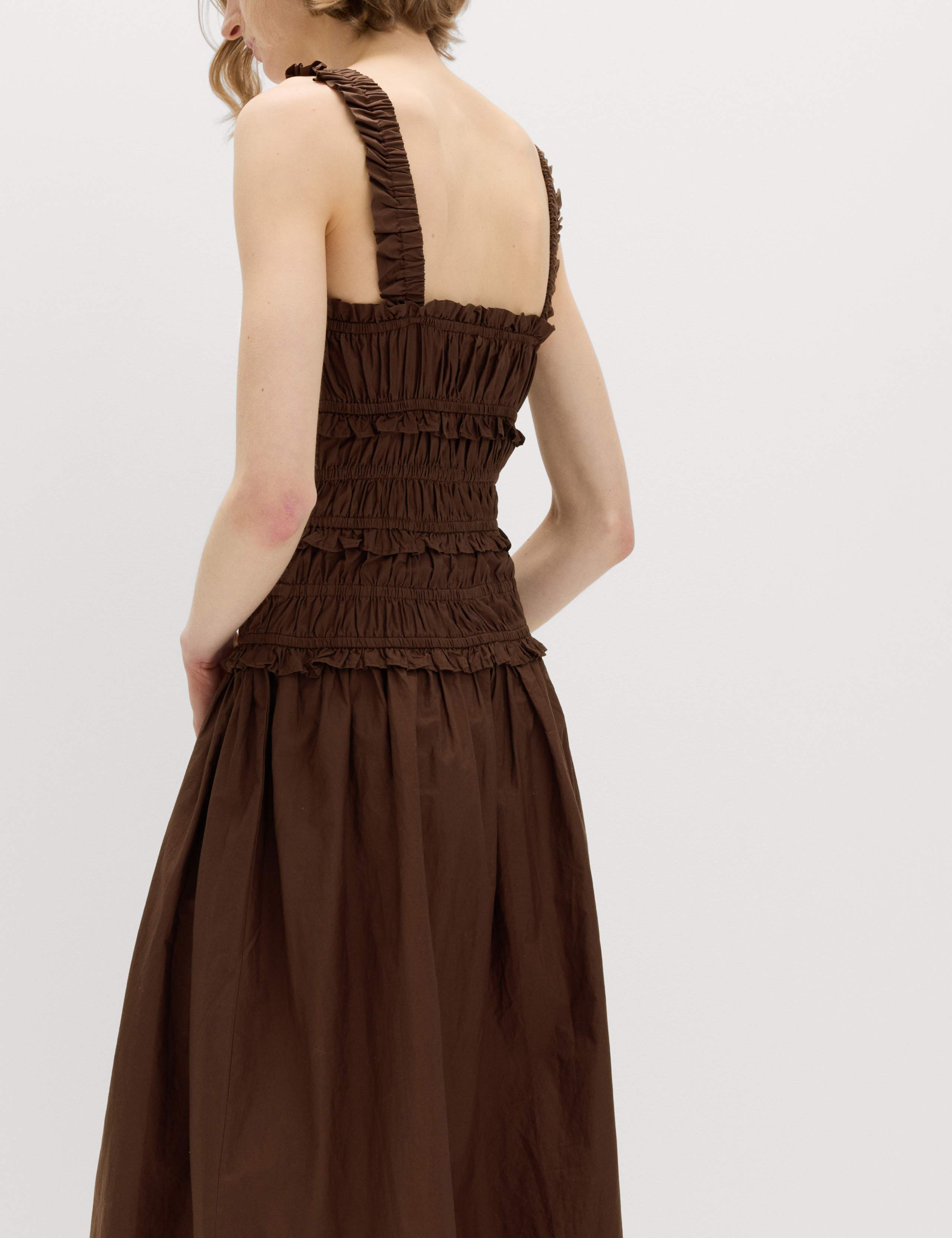 Pure Cotton Shirred Midi Waisted Dress 4 of 6