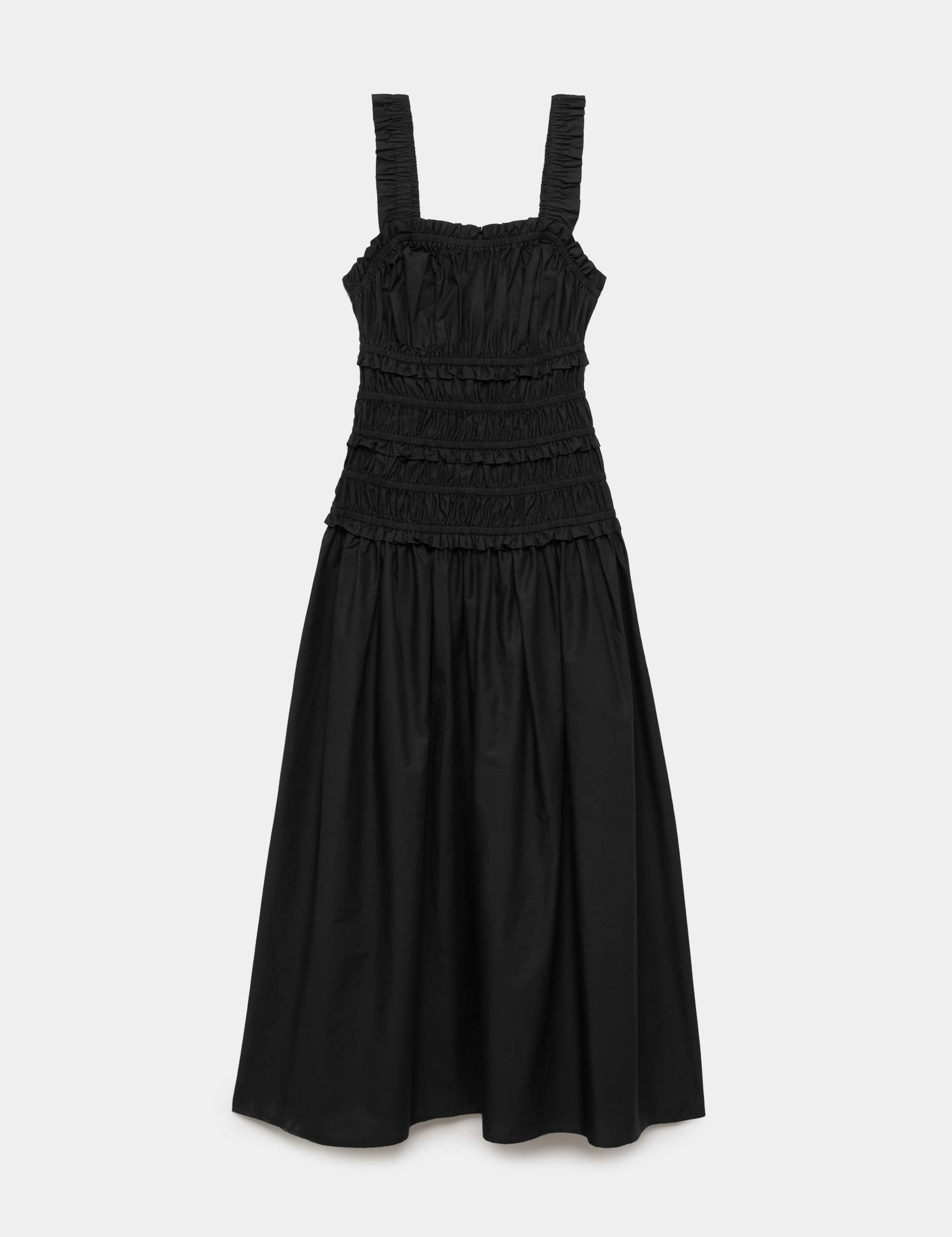 Pure Cotton Shirred Midi Waisted Dress 1 of 1