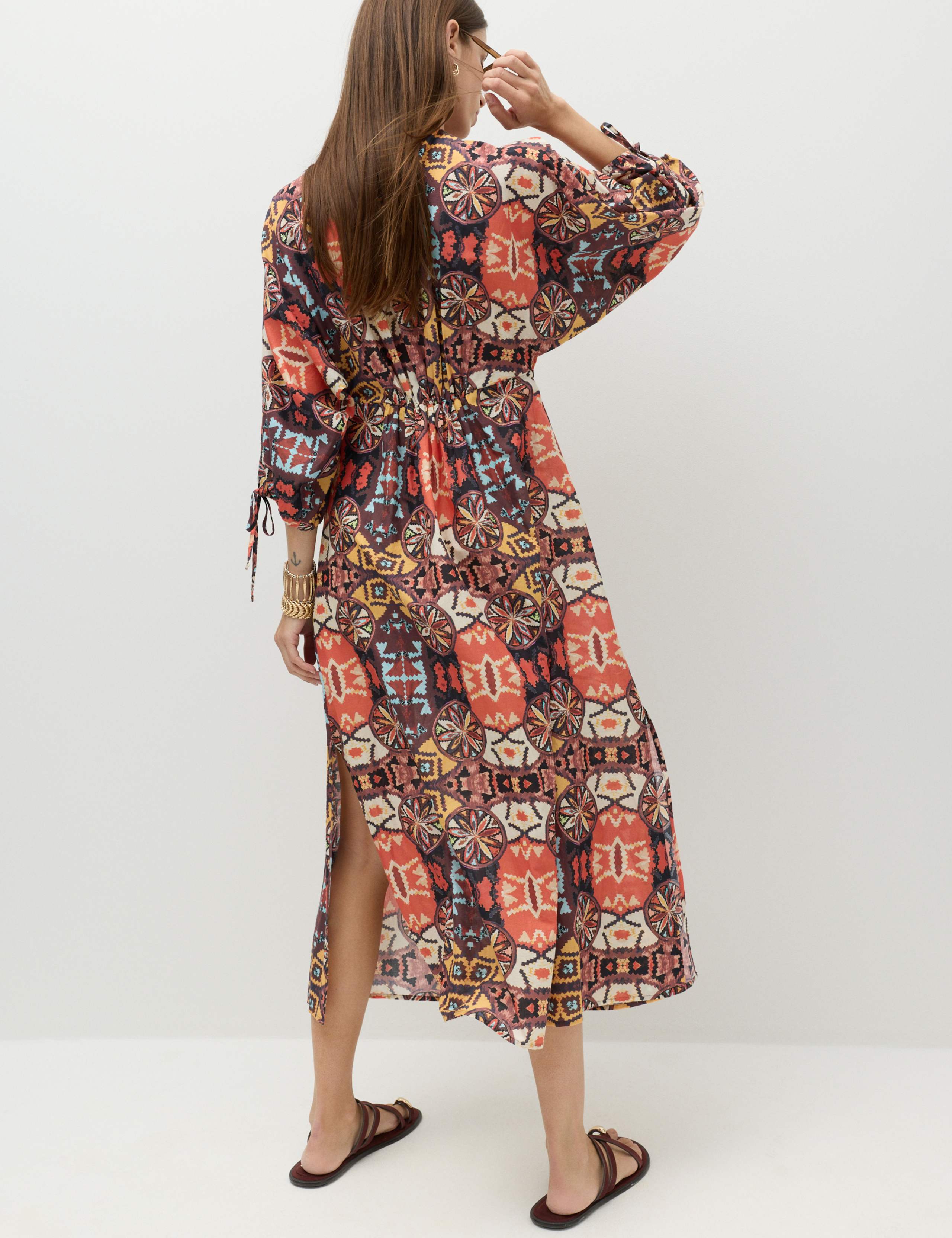 Pure Cotton Printed Midaxi Kaftan Dress 6 of 6