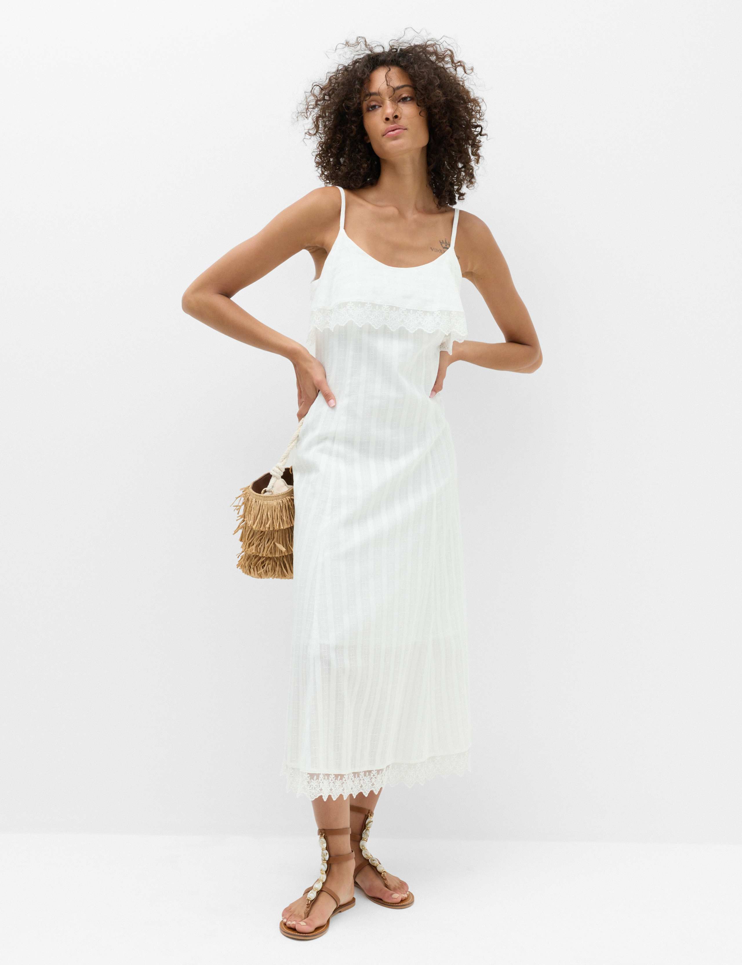Pure Cotton Jacquard Midi Slip Dress 7 of 7