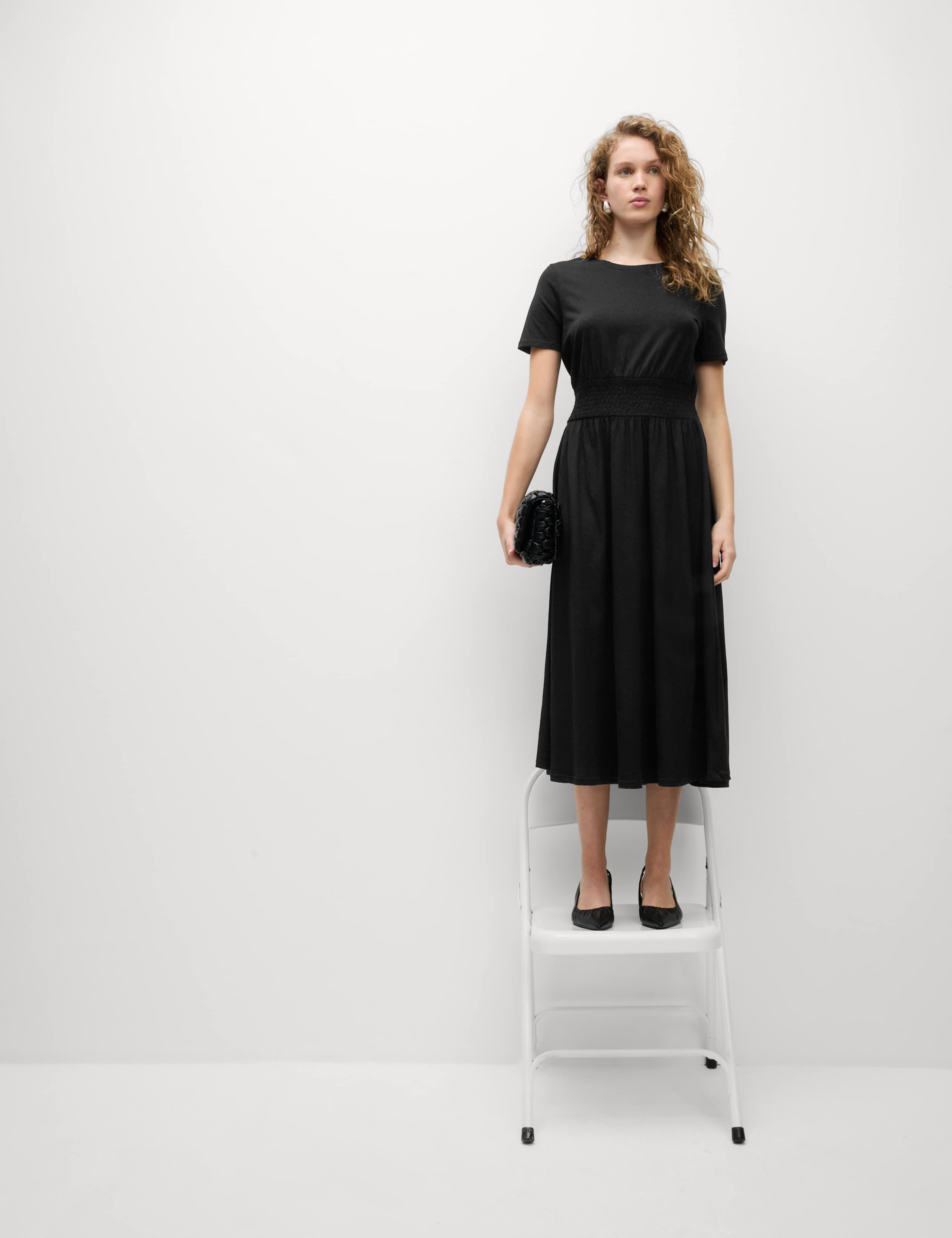Pure Cotton Shirred Midi Waisted Dress 7 of 7