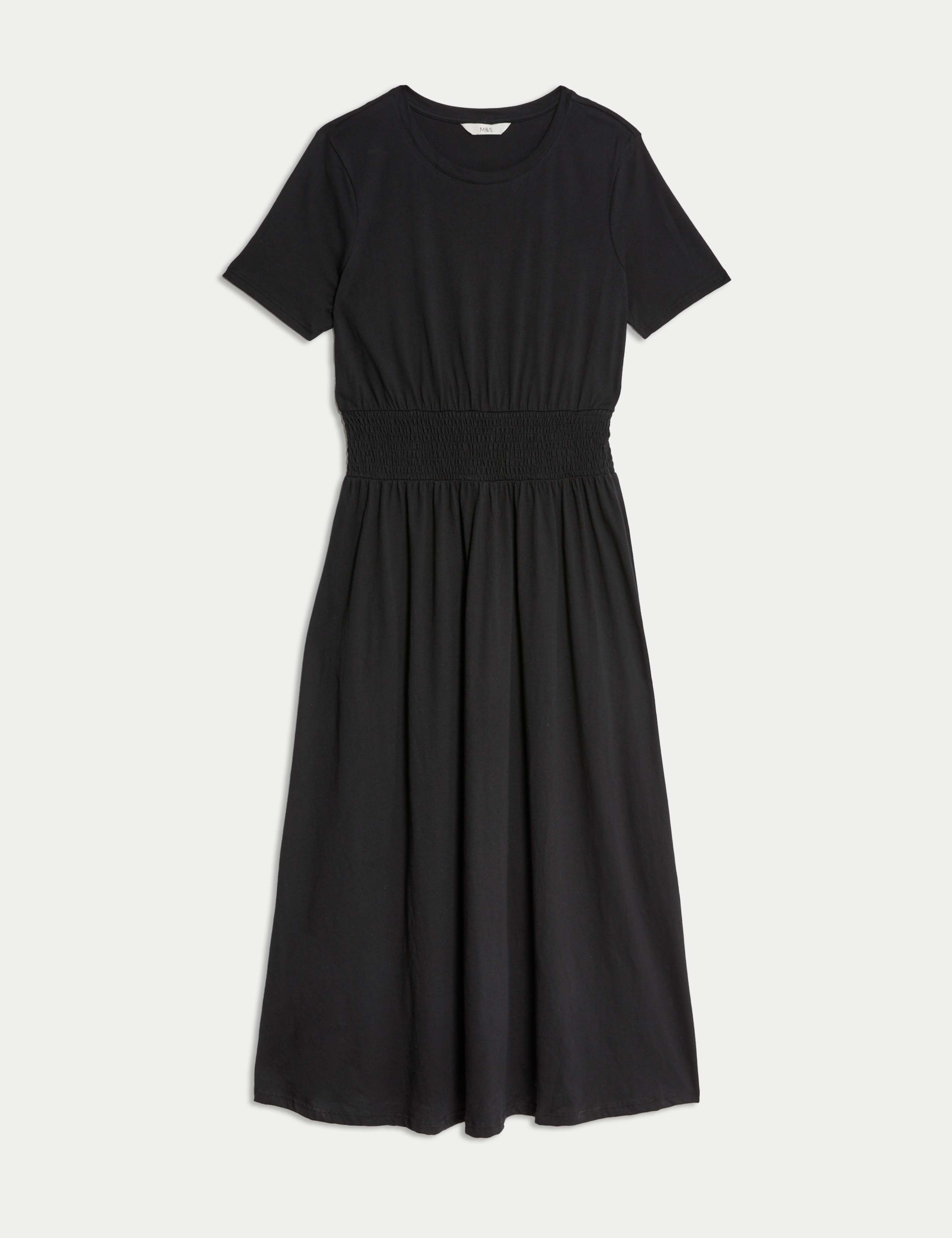 Pure Cotton Shirred Midi Waisted Dress 2 of 7