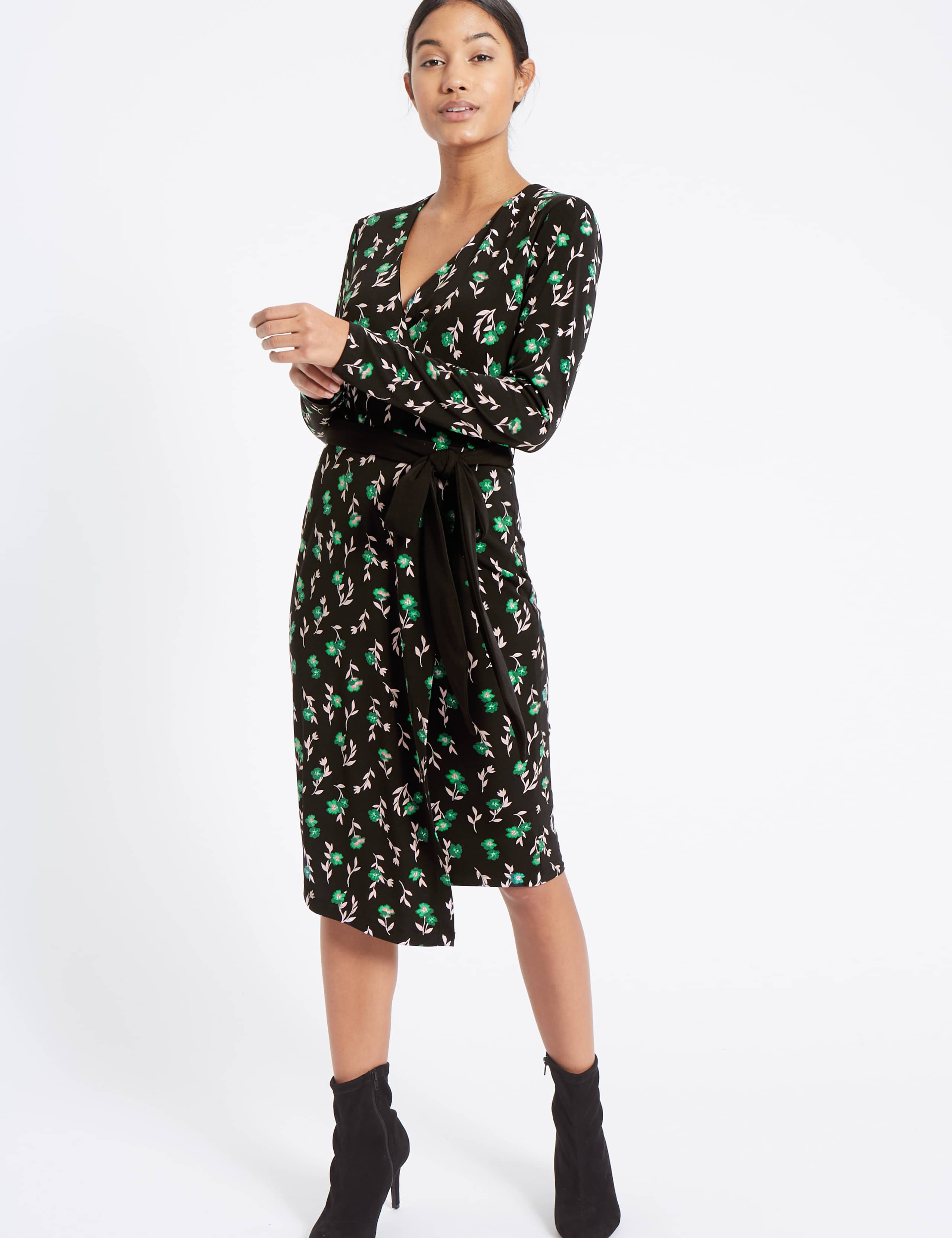 Printed Long Sleeve Wrap Dress 3 of 4