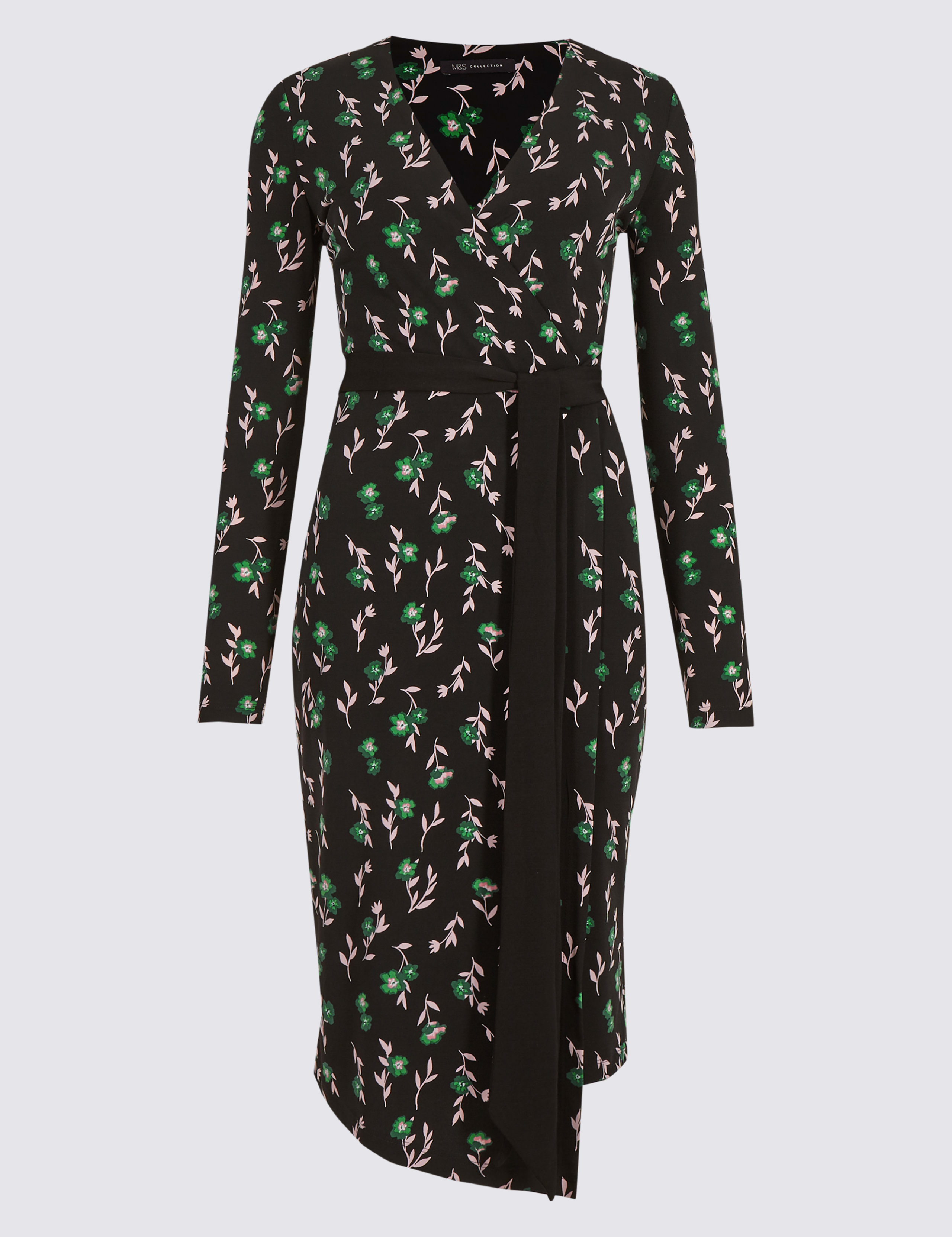 Printed Long Sleeve Wrap Dress 2 of 4