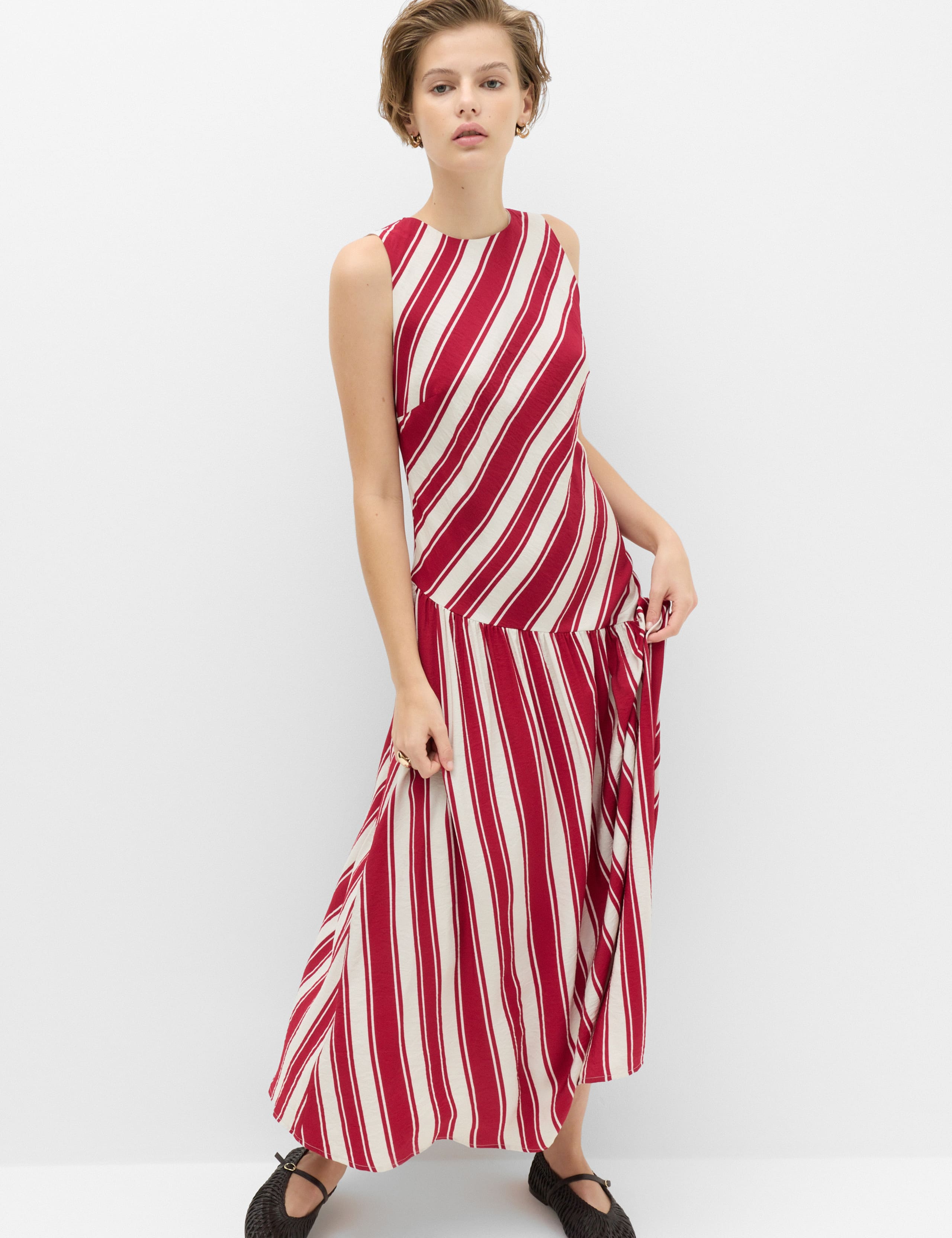 Striped Midaxi Drop Waist Dress 3 of 6