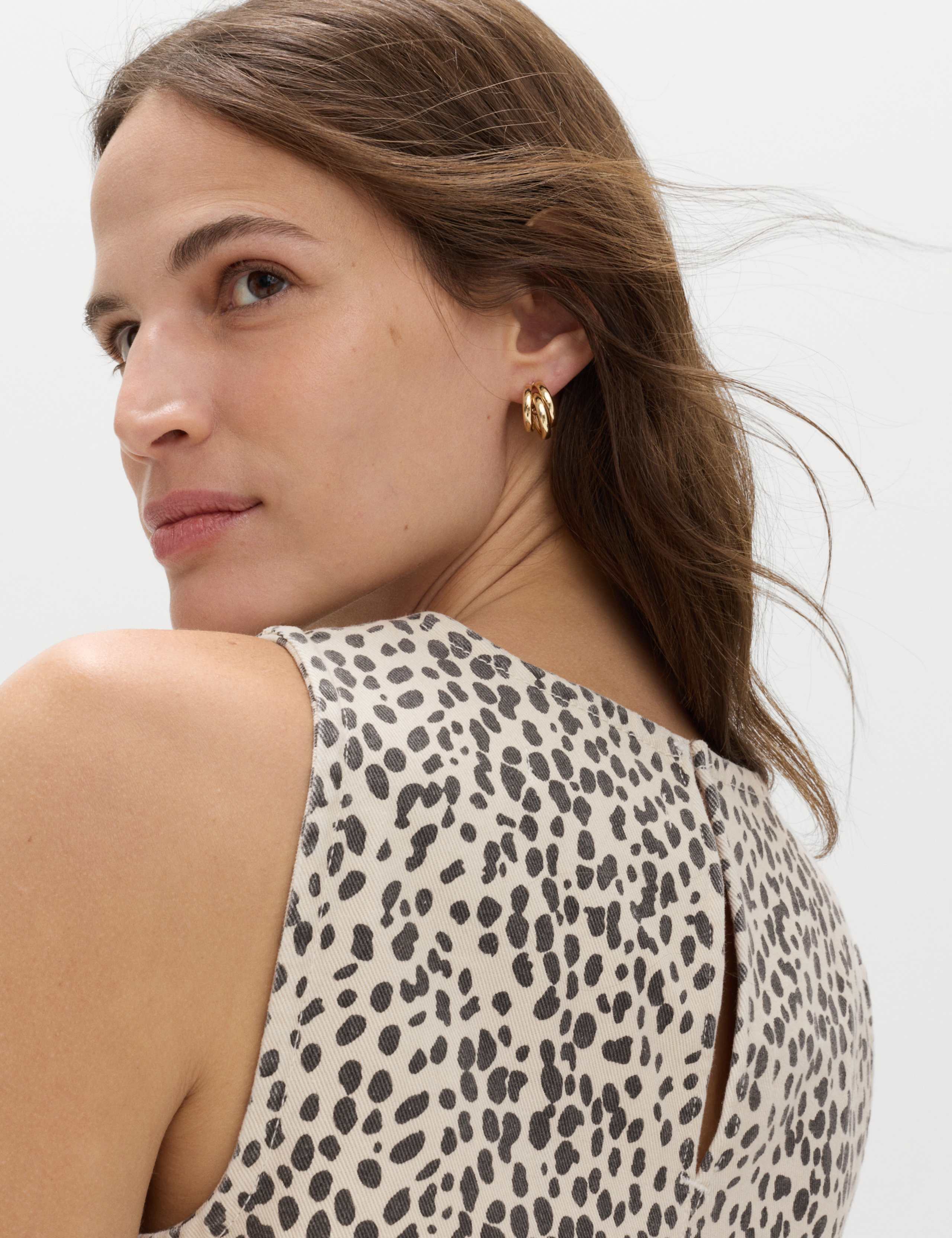 Denim Animal Print Mini Swing Dress 4 of 5