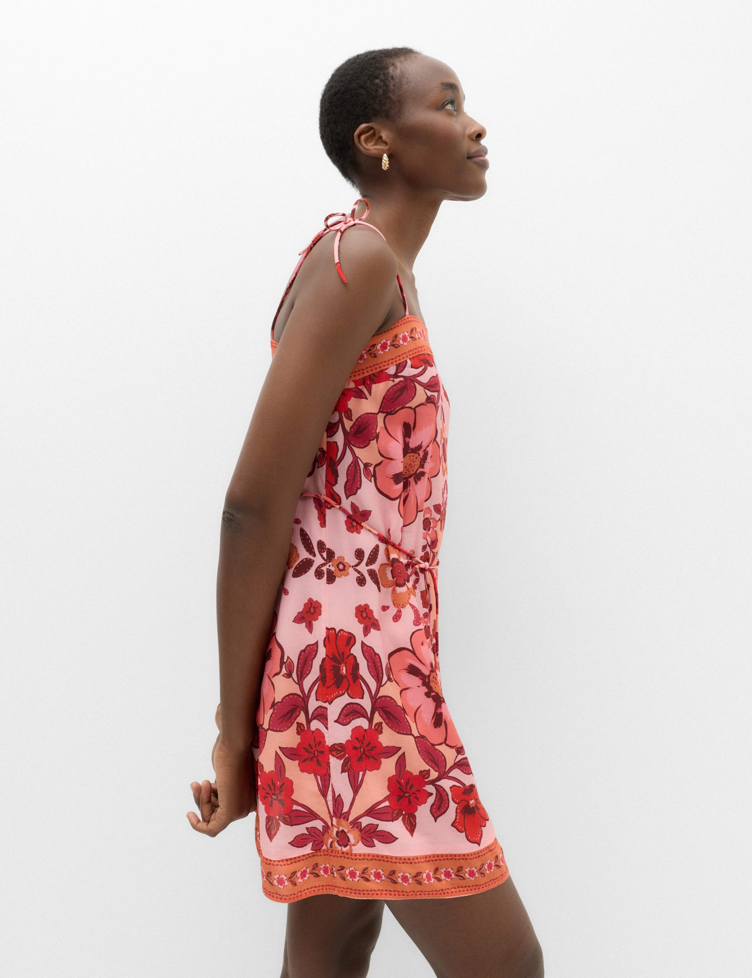 Floral Tie Detail Mini Shift Dress 4 of 6