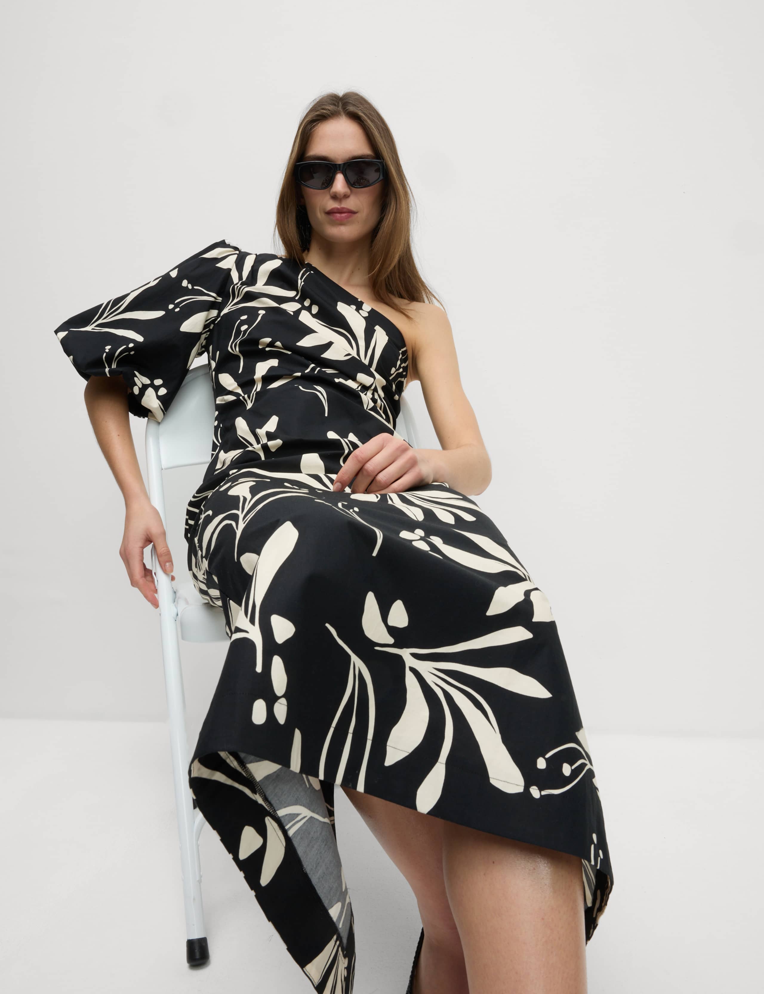 Pure Cotton Floral One Shoulder Midaxi Column Dress 1 of 6