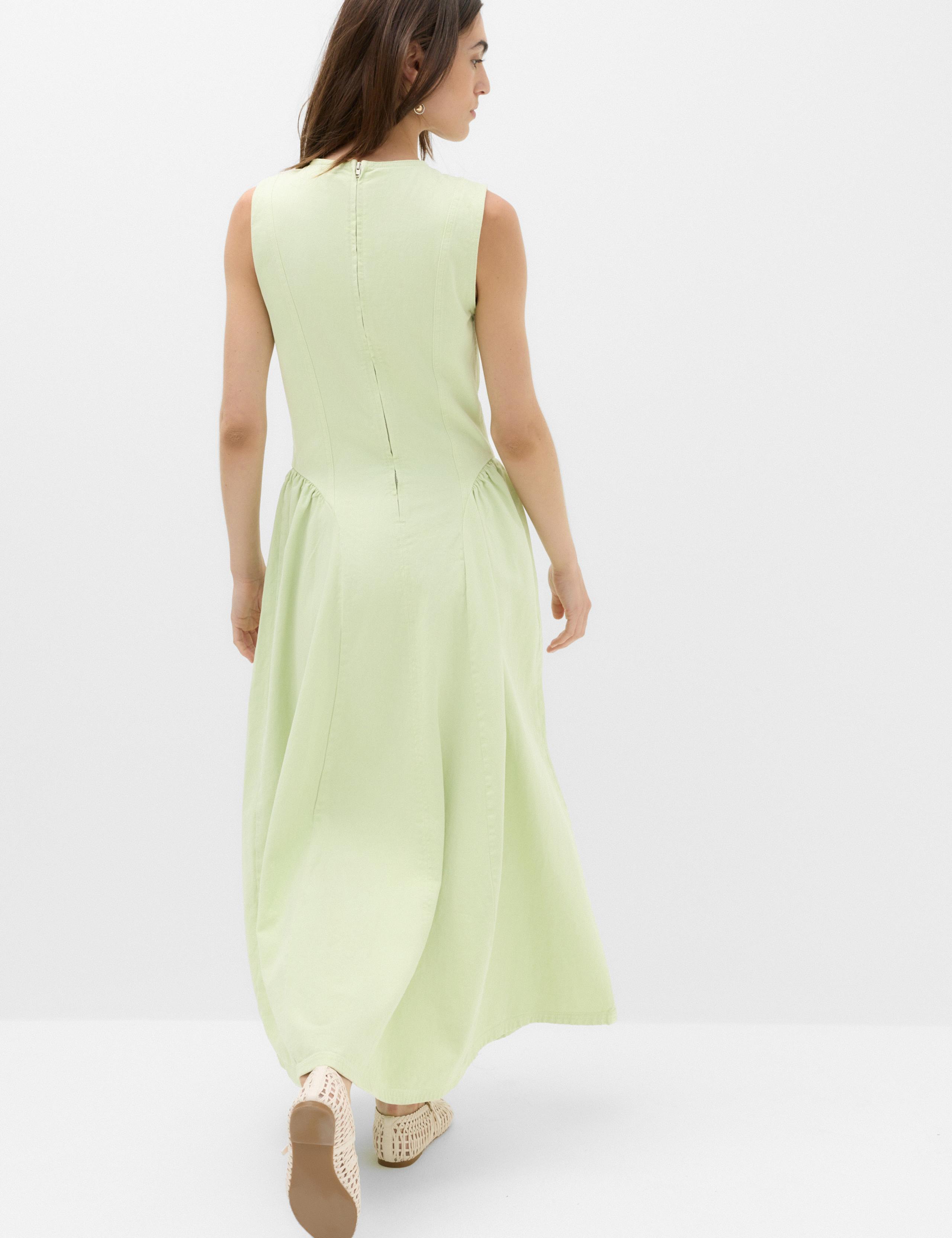 Denim Maxi Drop Waist Dress 3 of 5