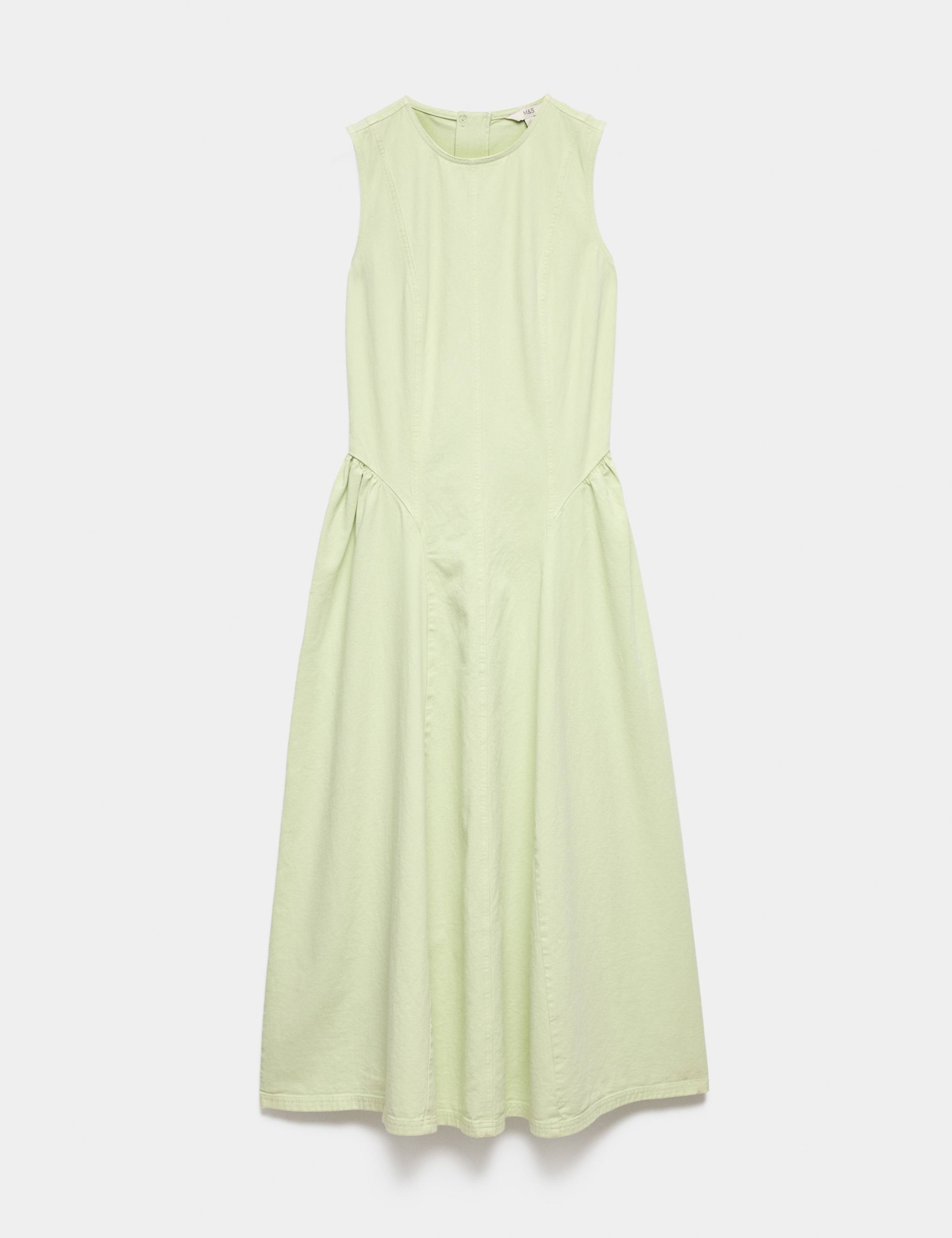 Denim Maxi Drop Waist Dress 2 of 5