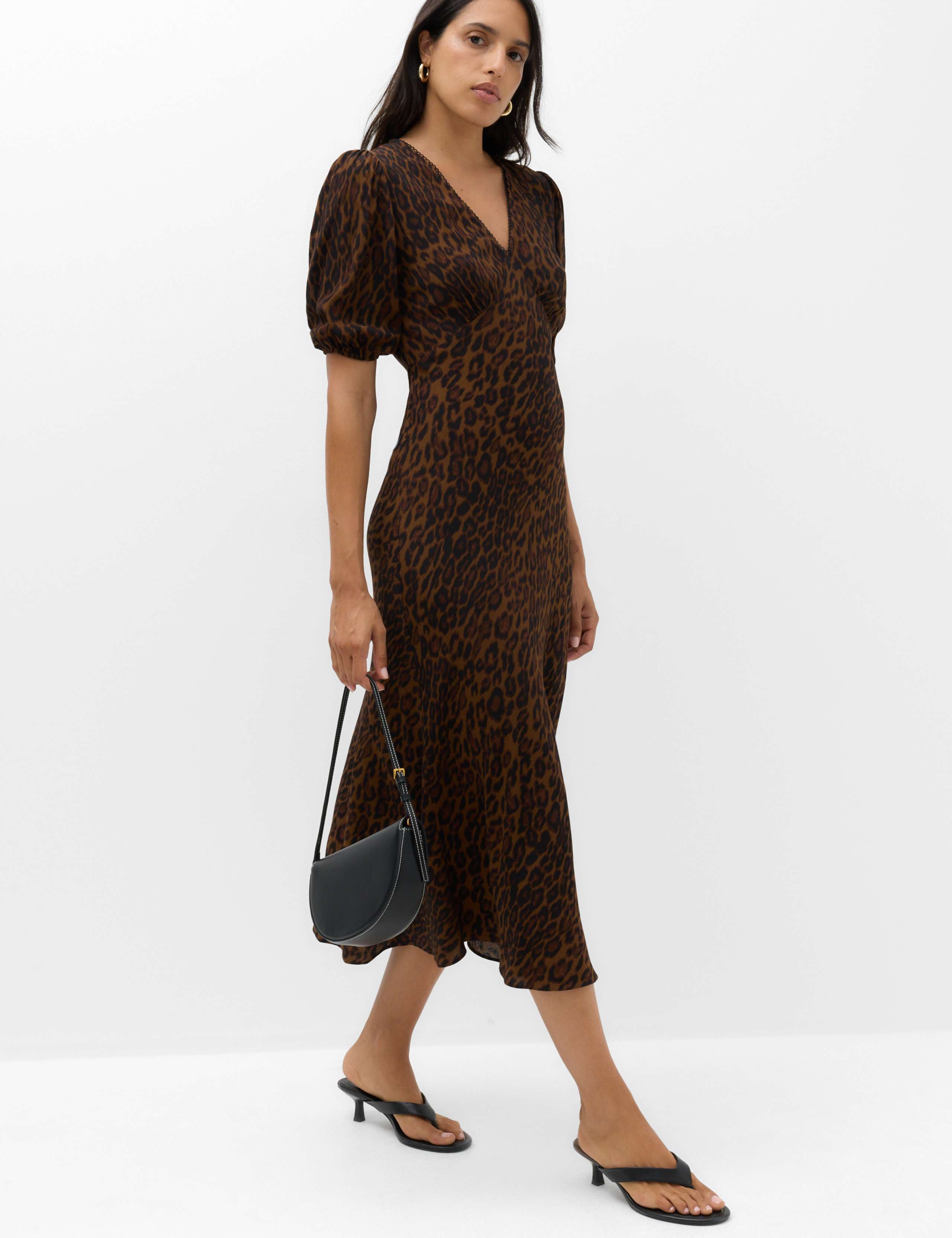 Animal Print V-Neck Midi Tea Dress 5 of 7
