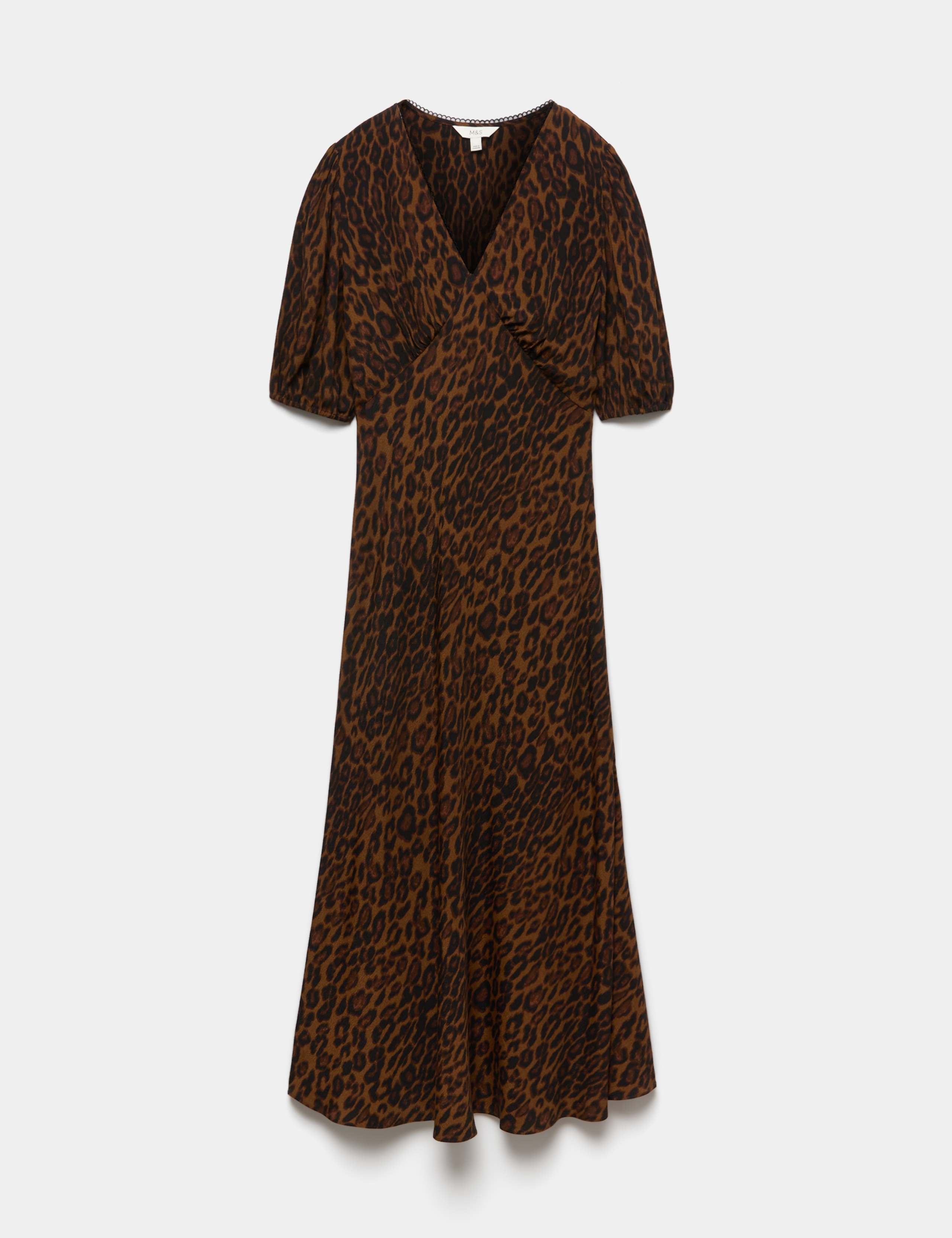 Animal Print V-Neck Midi Tea Dress 2 of 7