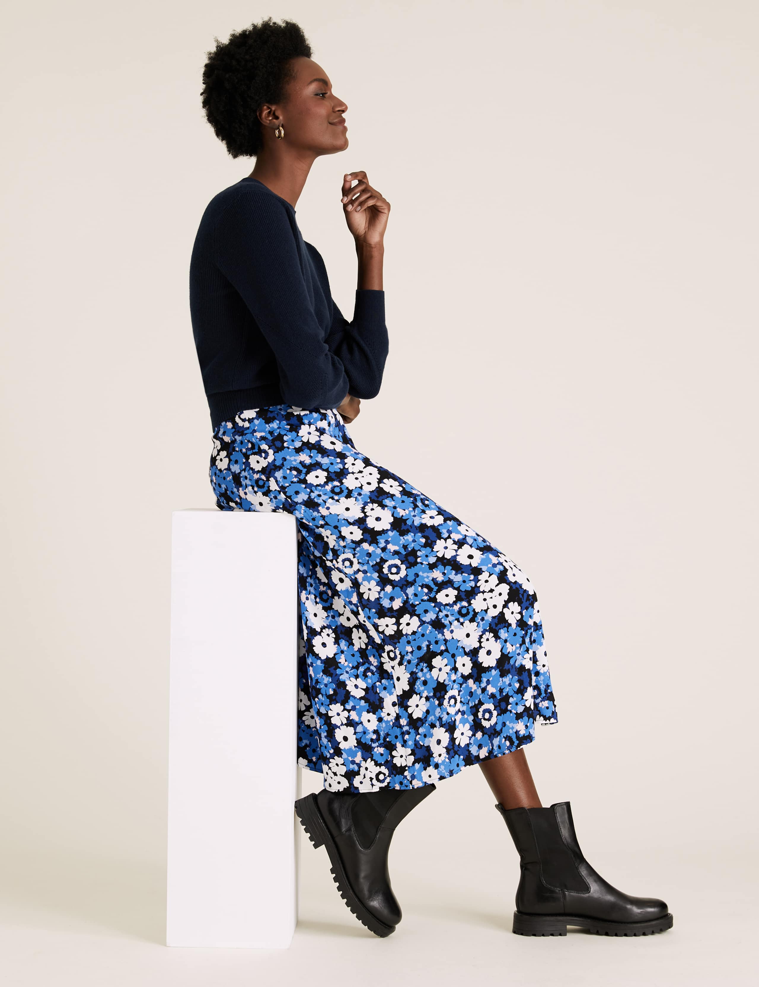Floral Midi A-Line Skirt 3 of 5