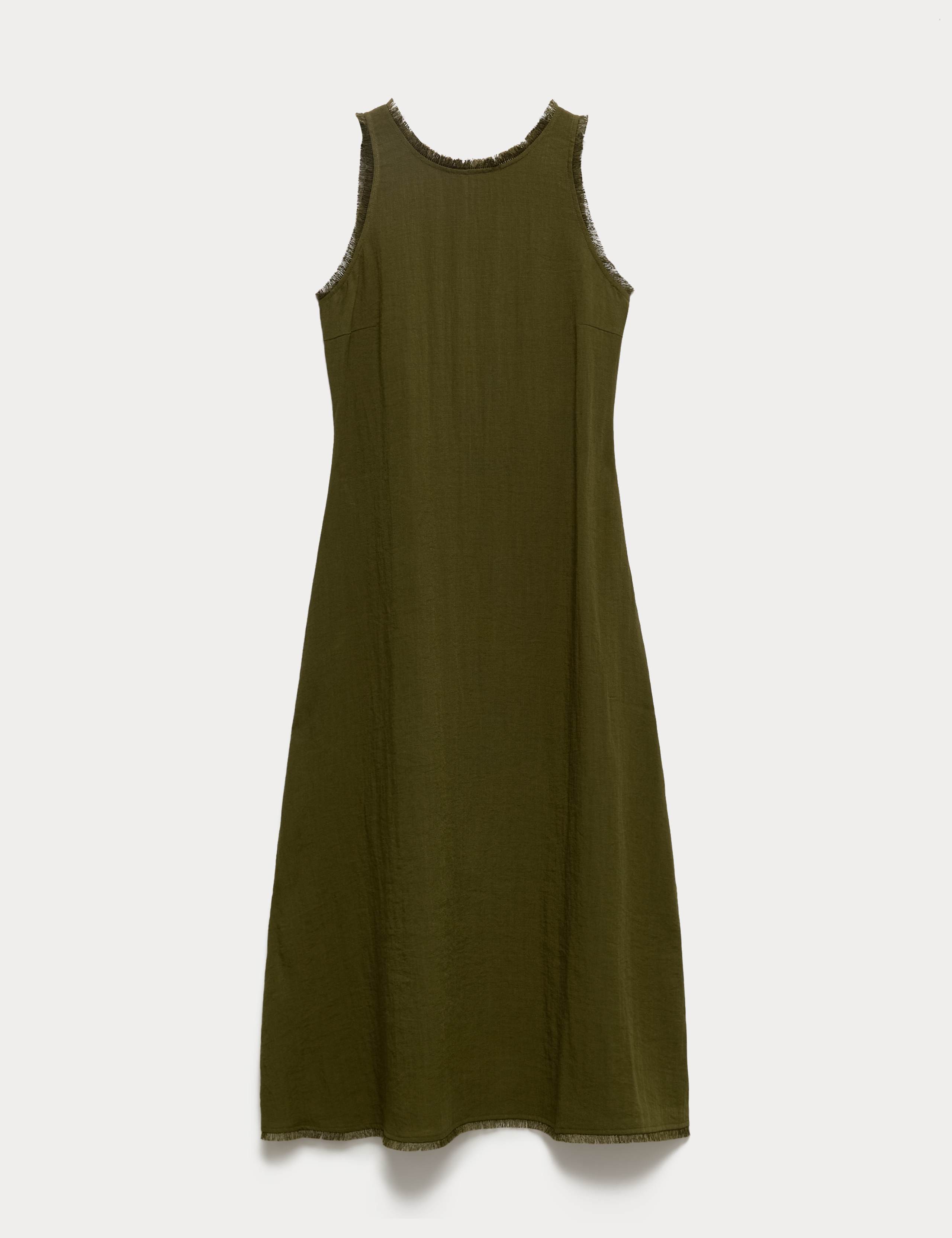Round Neck Fringed Midi Column Dress 2 of 6