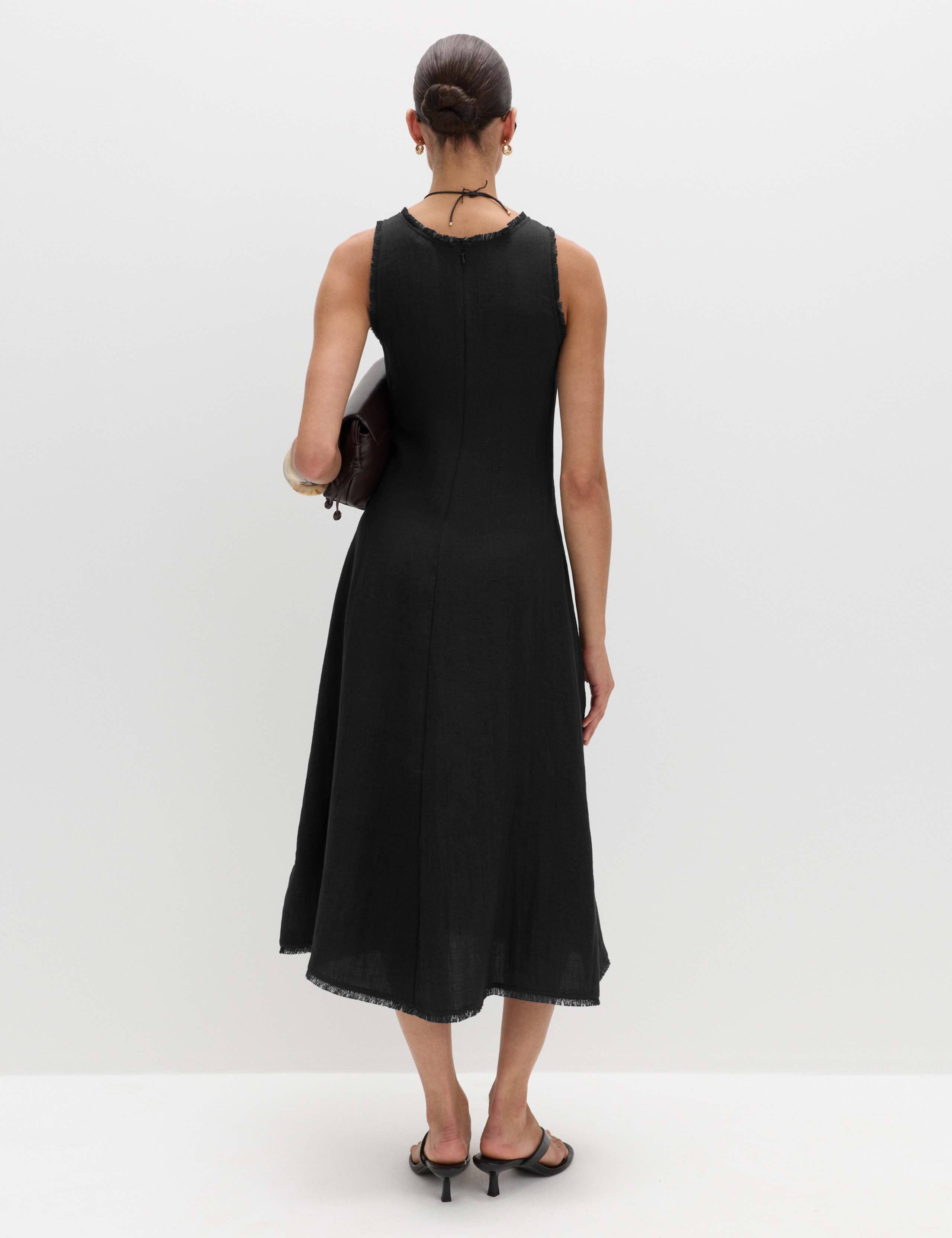 Round Neck Fringed Midi Column Dress 3 of 7