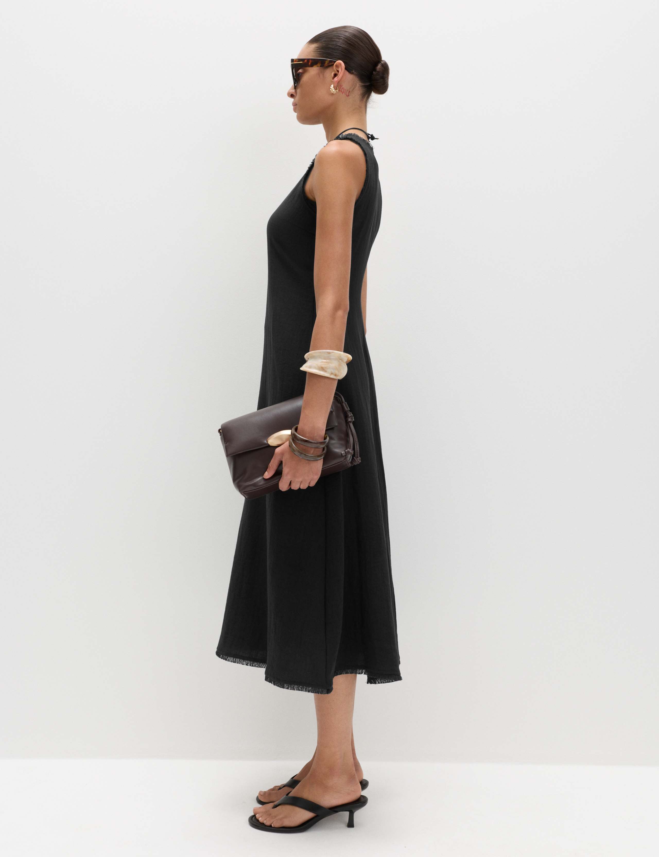 Round Neck Fringed Midi Column Dress 6 of 7
