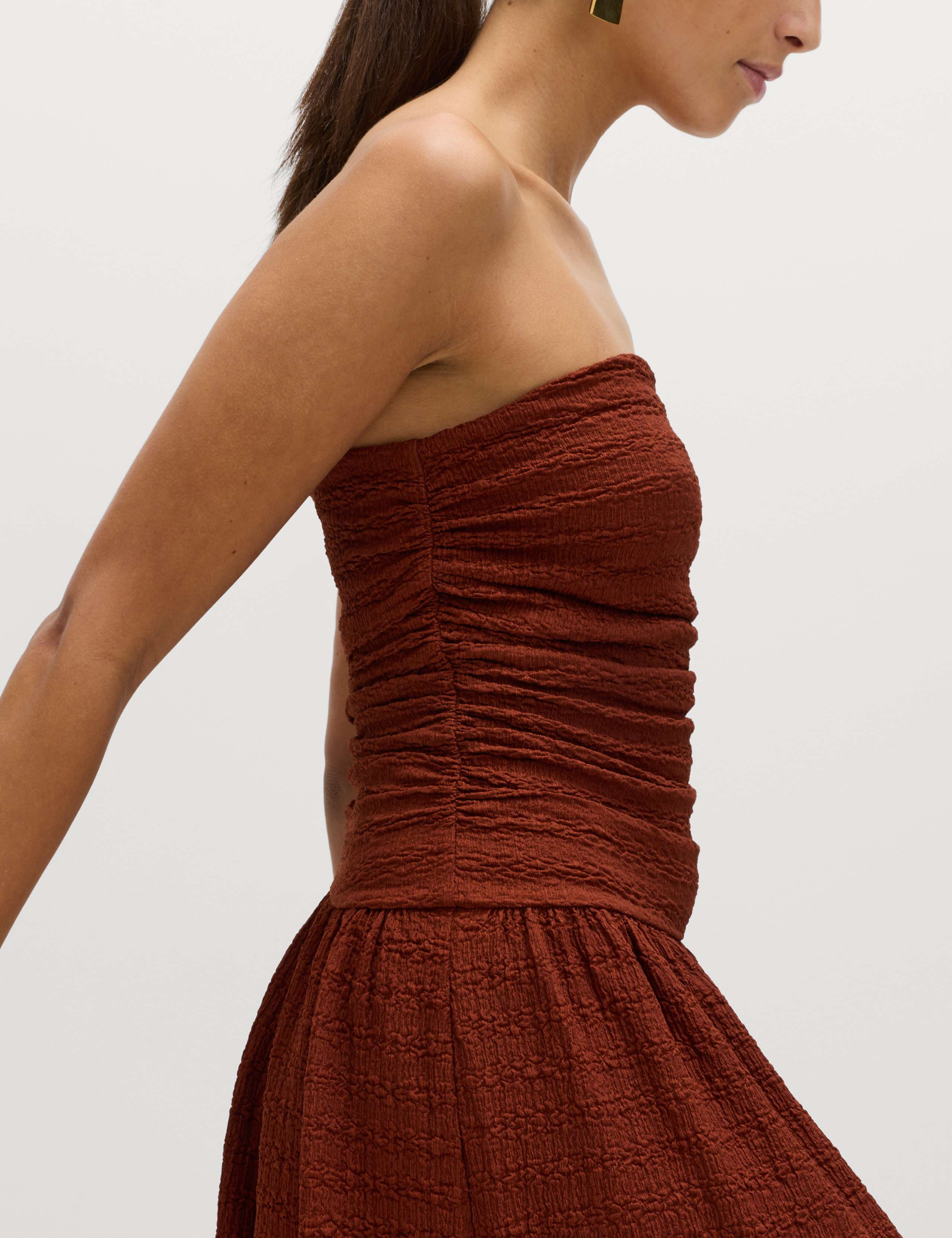 Textured Bandeau Midi Waisted Dress 4 of 7