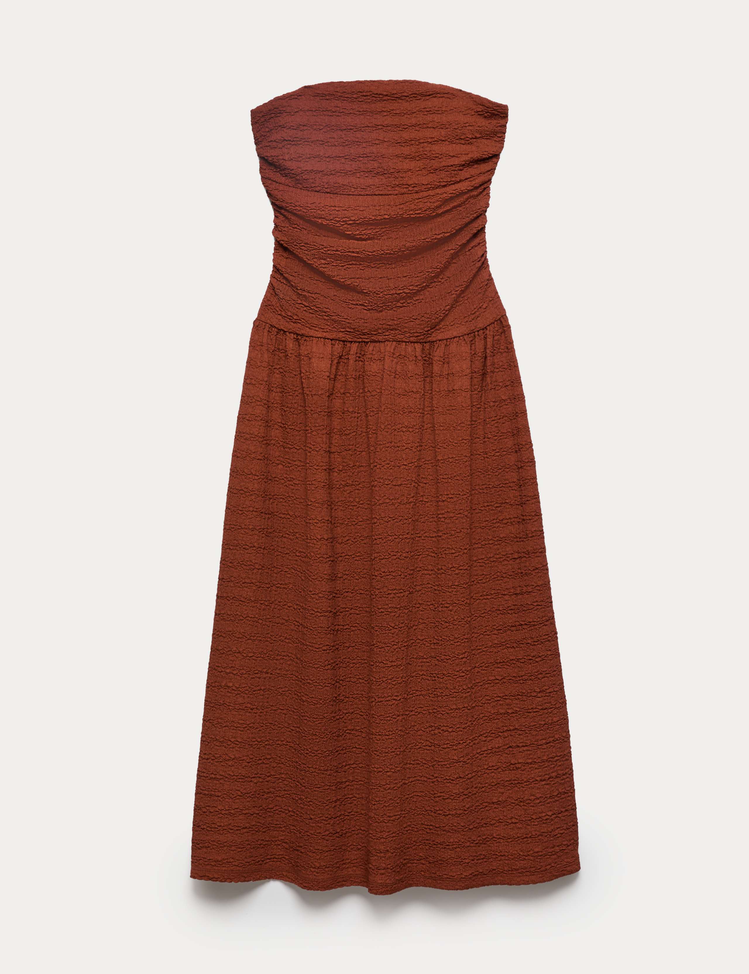 Textured Bandeau Midi Waisted Dress 2 of 7