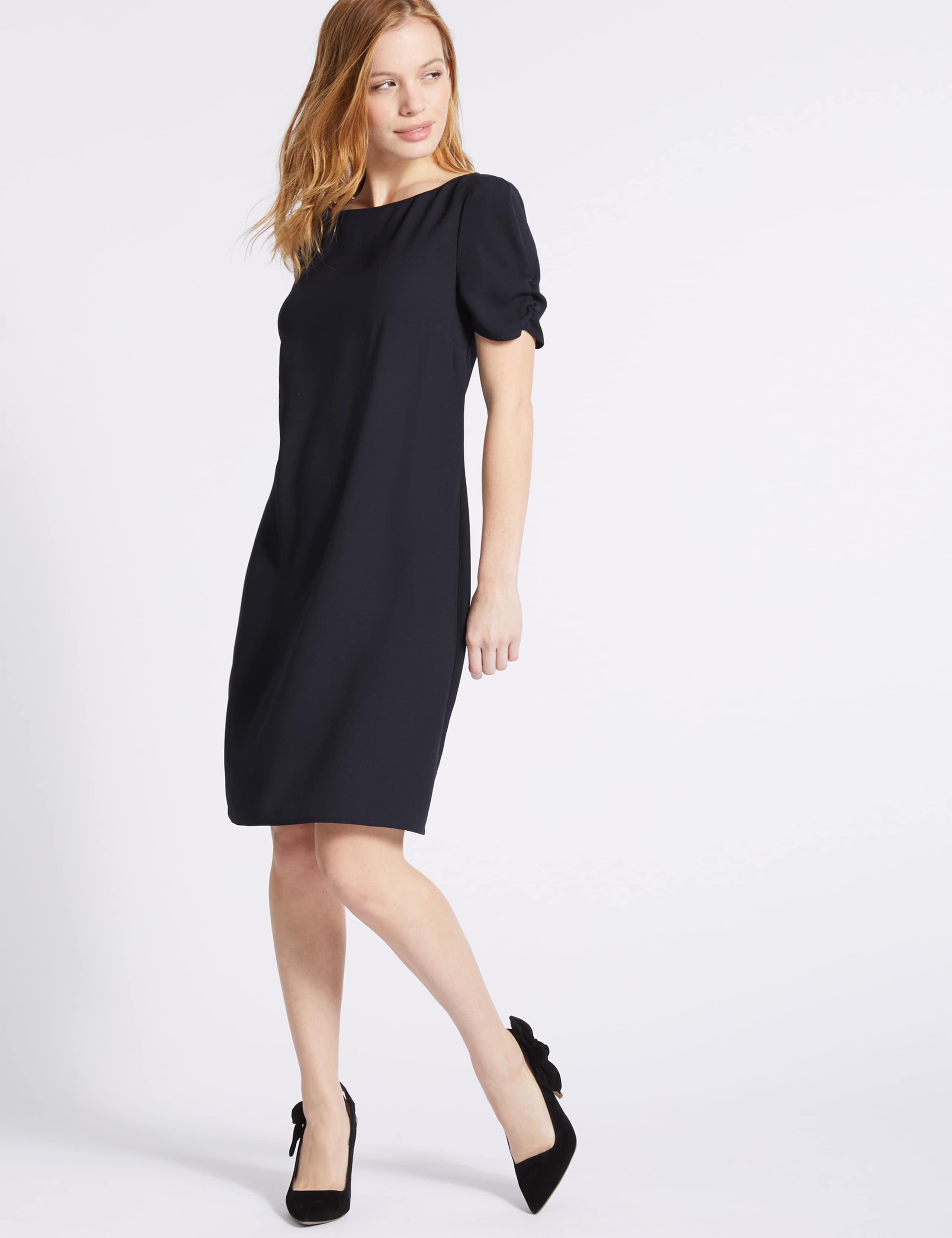 PETITE Ruched Sleeve Tunic Dress 2 of 4